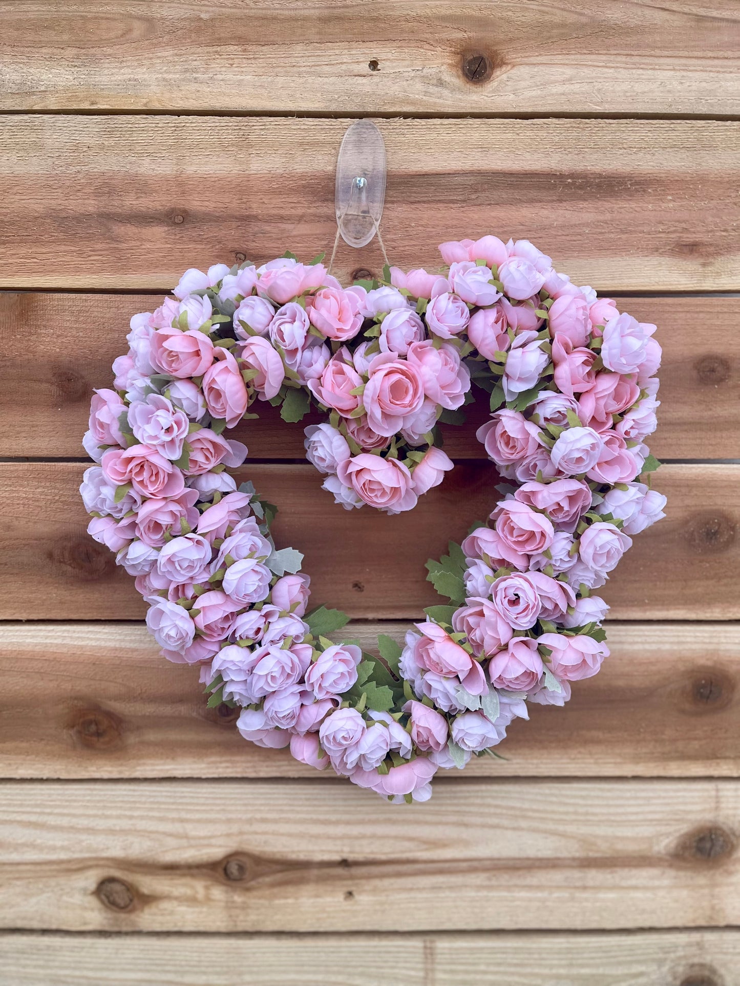 Pink Ranunculus Heart Wreath
