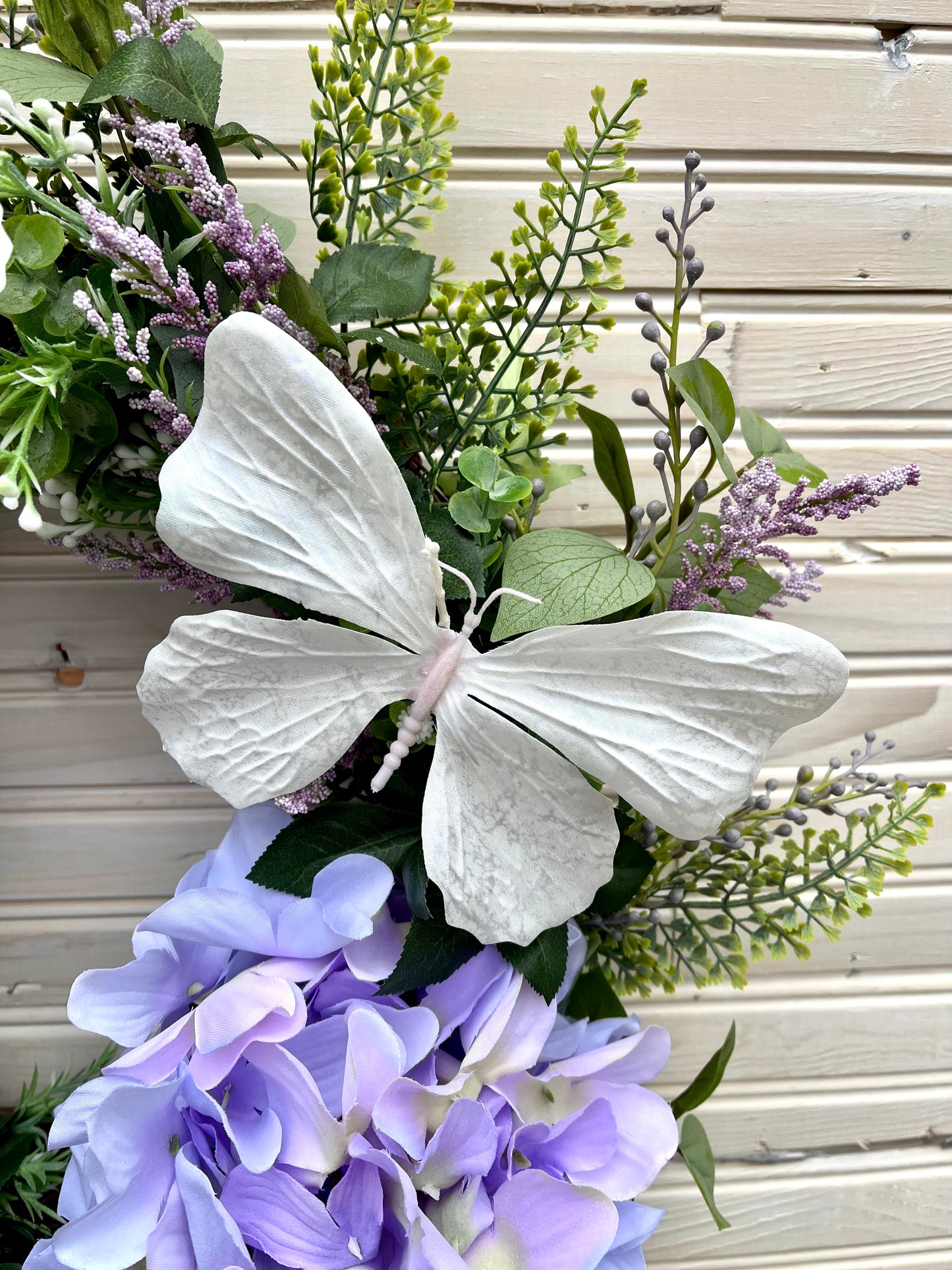 Lavender Hydrangea Butterfly Wreath – Elegant Spring & Summer Door Decor