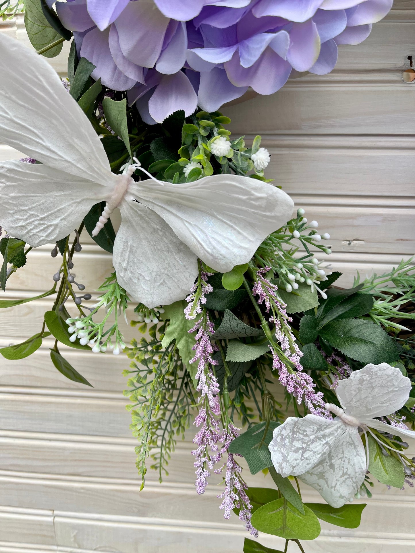 Lavender Hydrangea Butterfly Wreath – Elegant Spring & Summer Door Decor