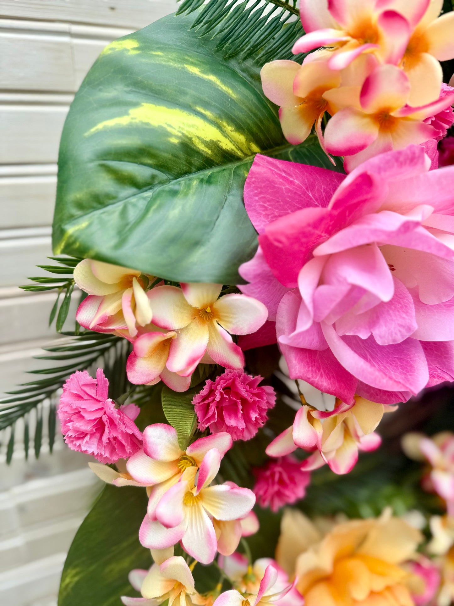 ๐บ Tropical Paradise Wreath with Peonies, Tea Roses & Plumeria