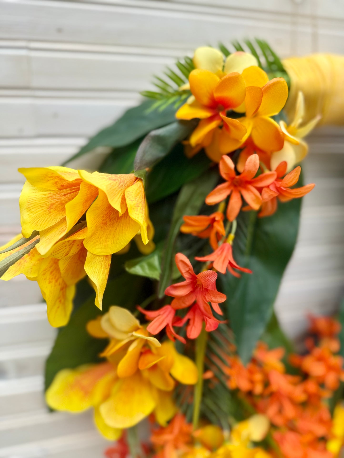 Tropical Wildflower Cascadian Wreath – Orange & Yellow