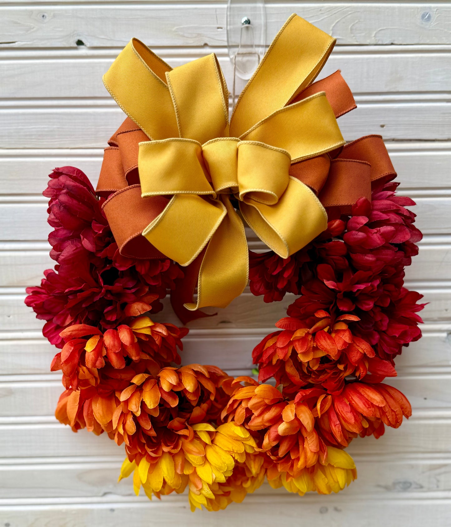 Small Ombre Fall Wreath – Cosmos & Mum Floral Door Decor