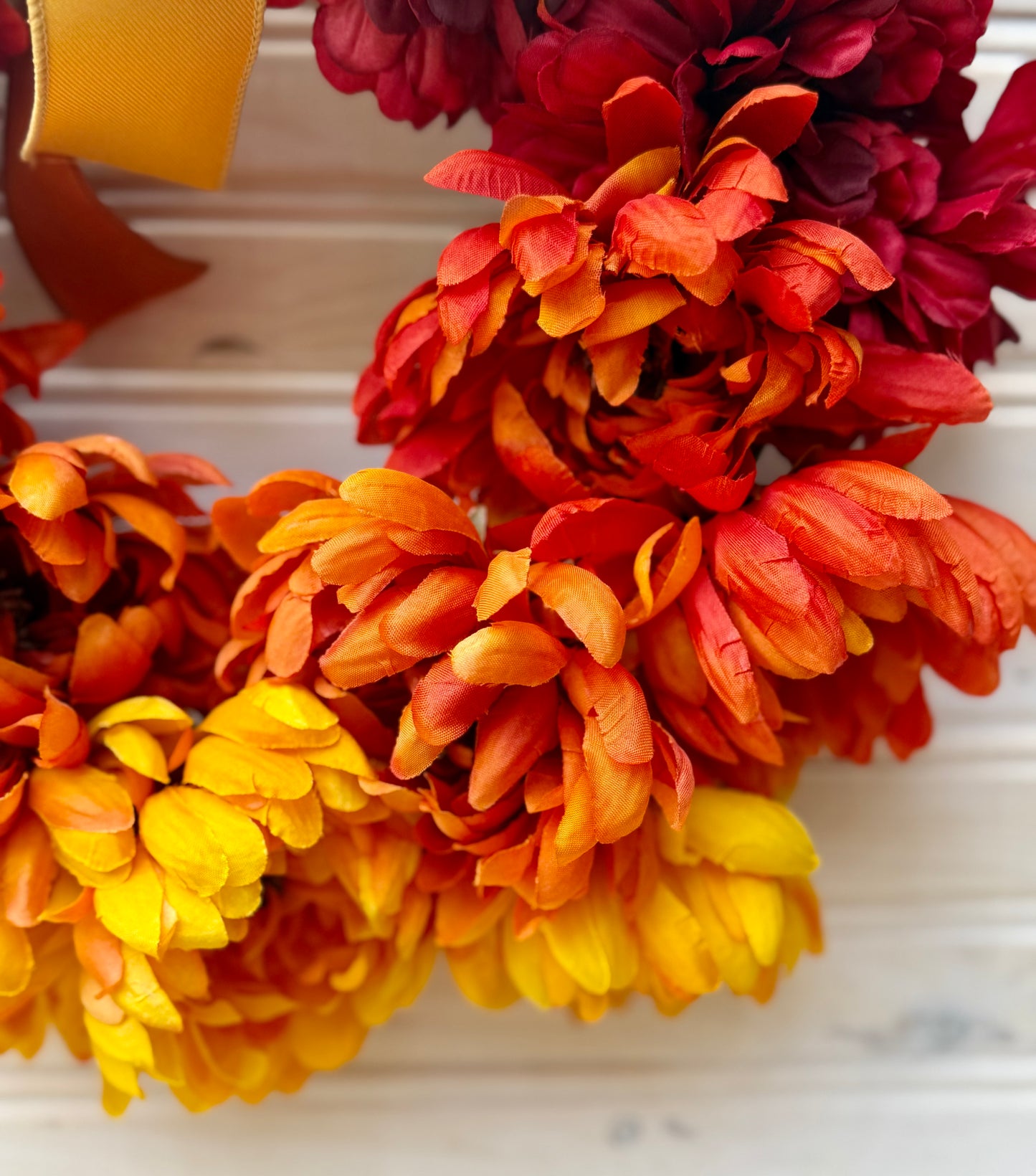 Small Ombre Fall Wreath – Cosmos & Mum Floral Door Decor