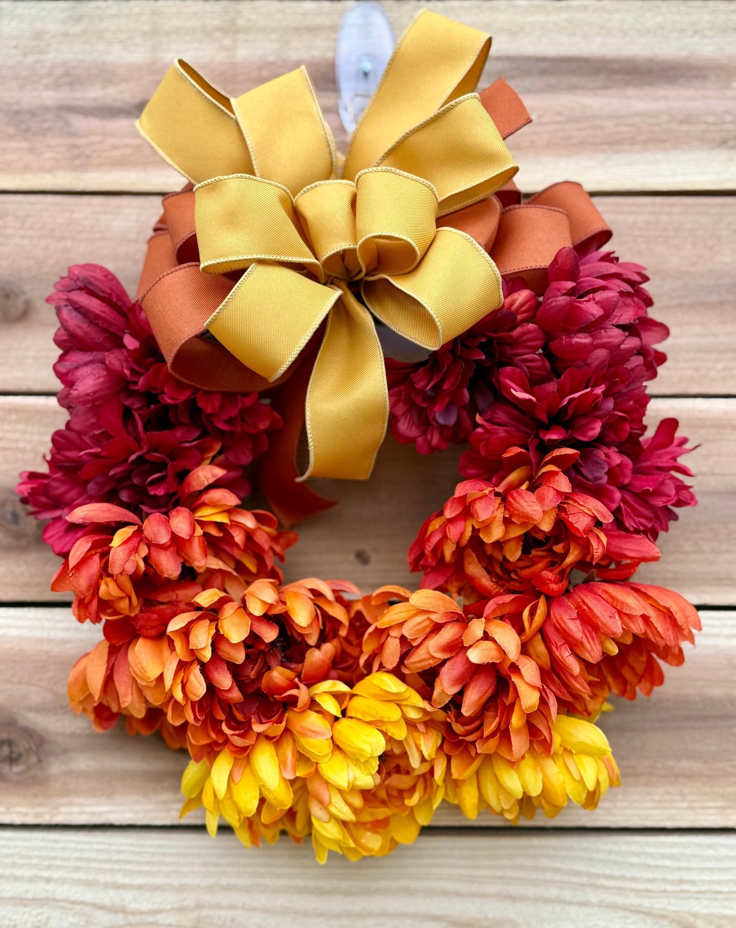 Small Ombre Fall Wreath – Cosmos & Mum Floral Door Decor