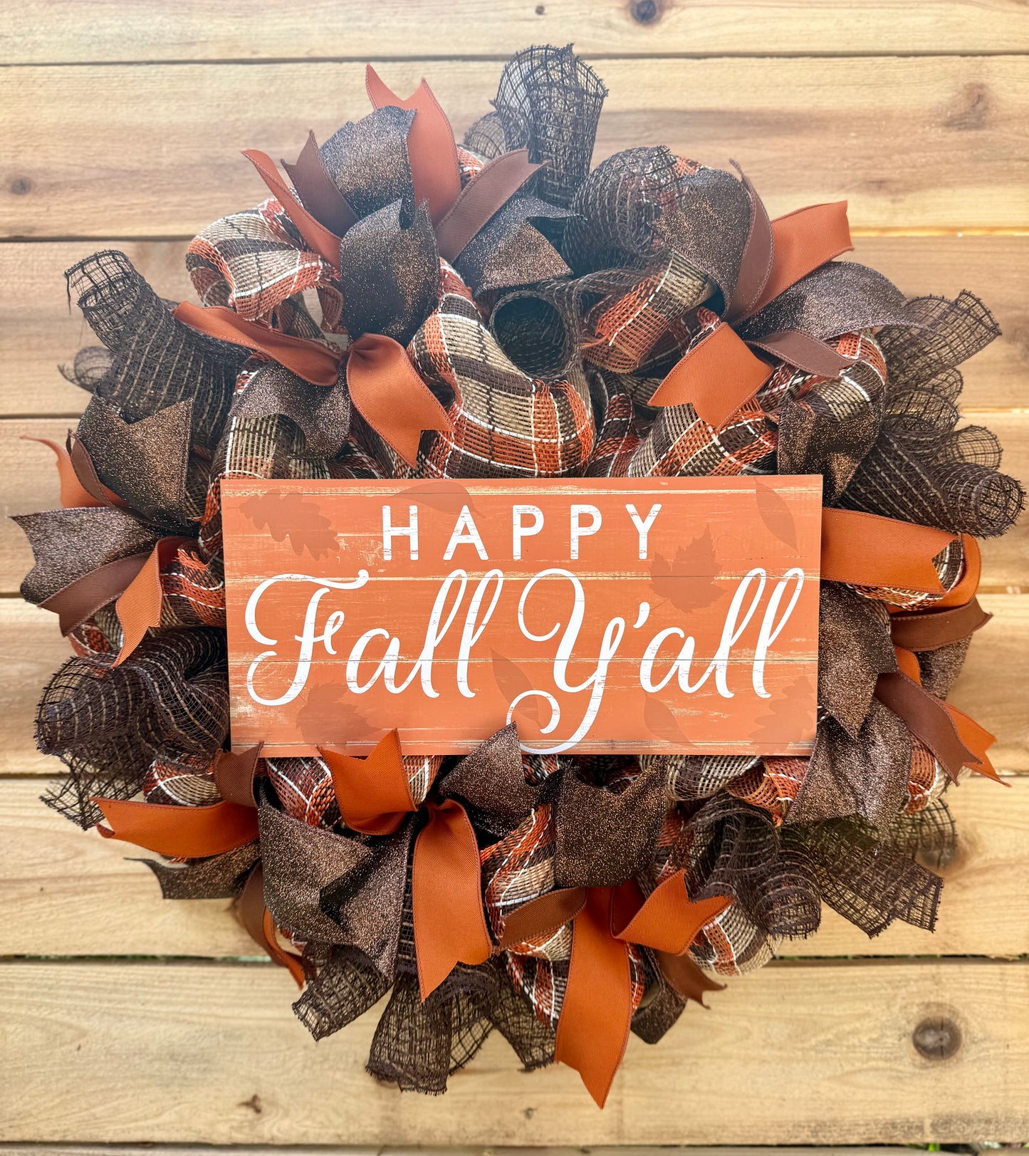 🍂 Happy Fall Y’all Deco Mesh Wreath 🍂