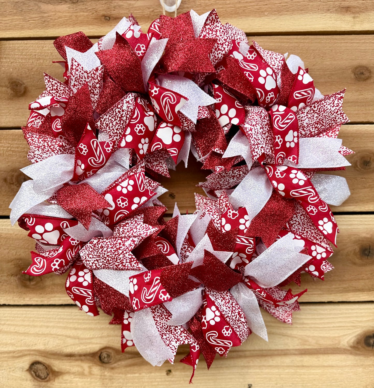 Festive Red & White Holiday Wreath