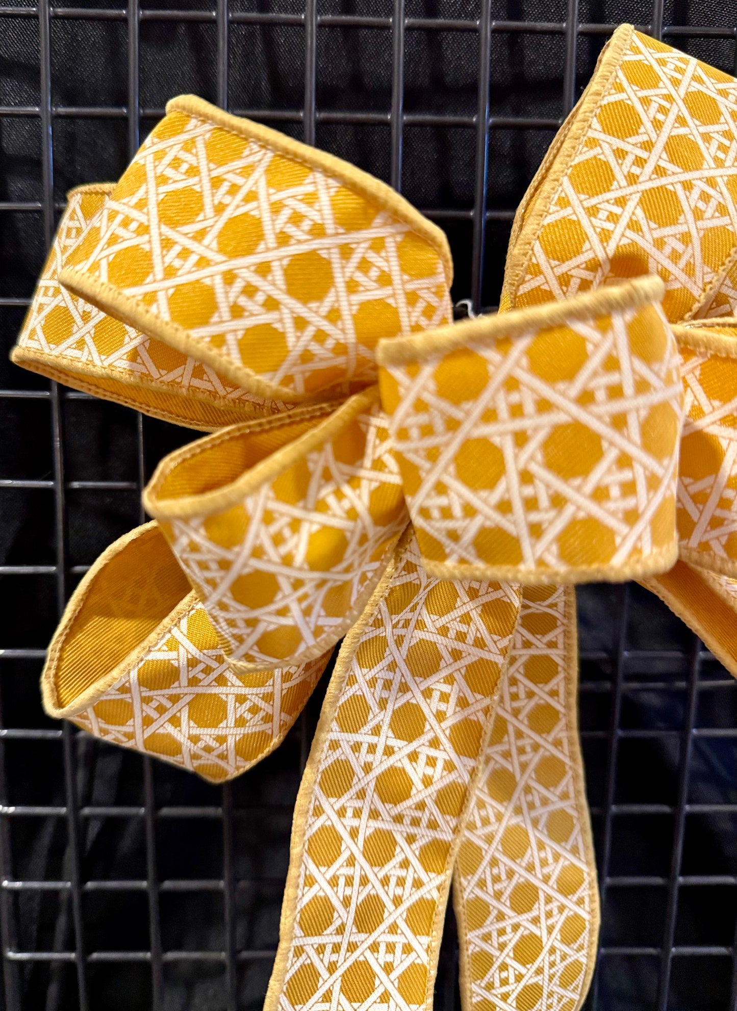 Mustard Yellow Basket Weave Wired Bow