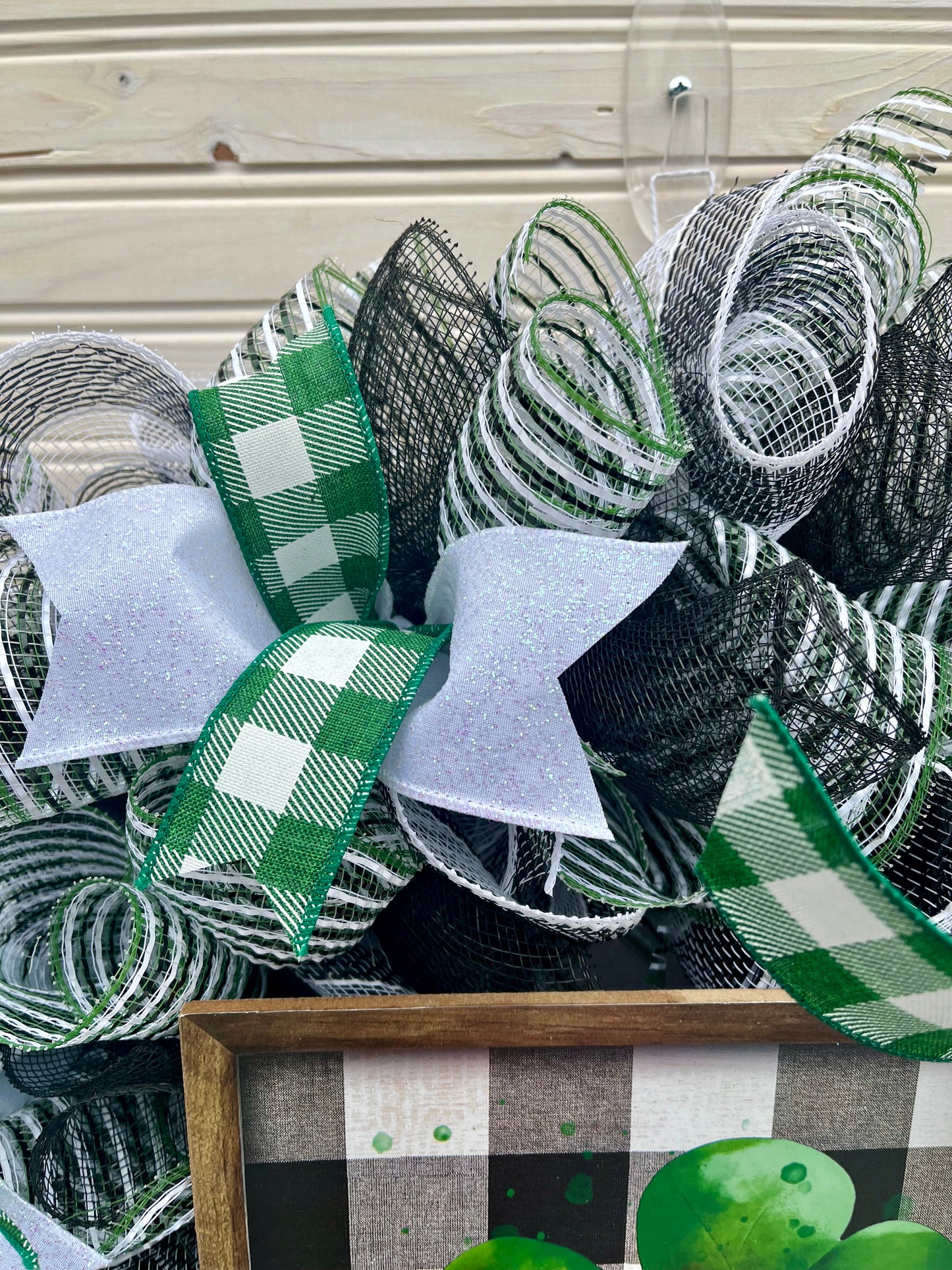 Lucky St. Patrick’s Day Wreath – Green & Buffalo Plaid Ribbon