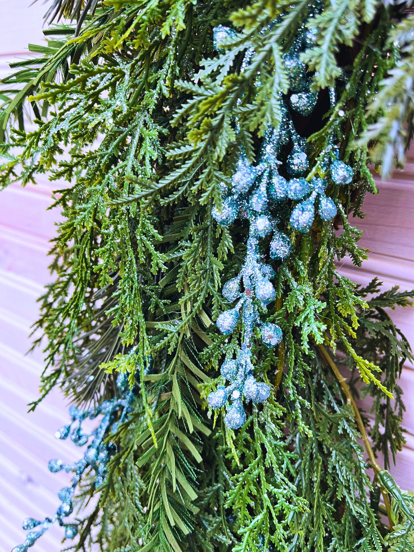 Elegant Evergreen Christmas Wreath with Bell Accent and Winter Ribbon