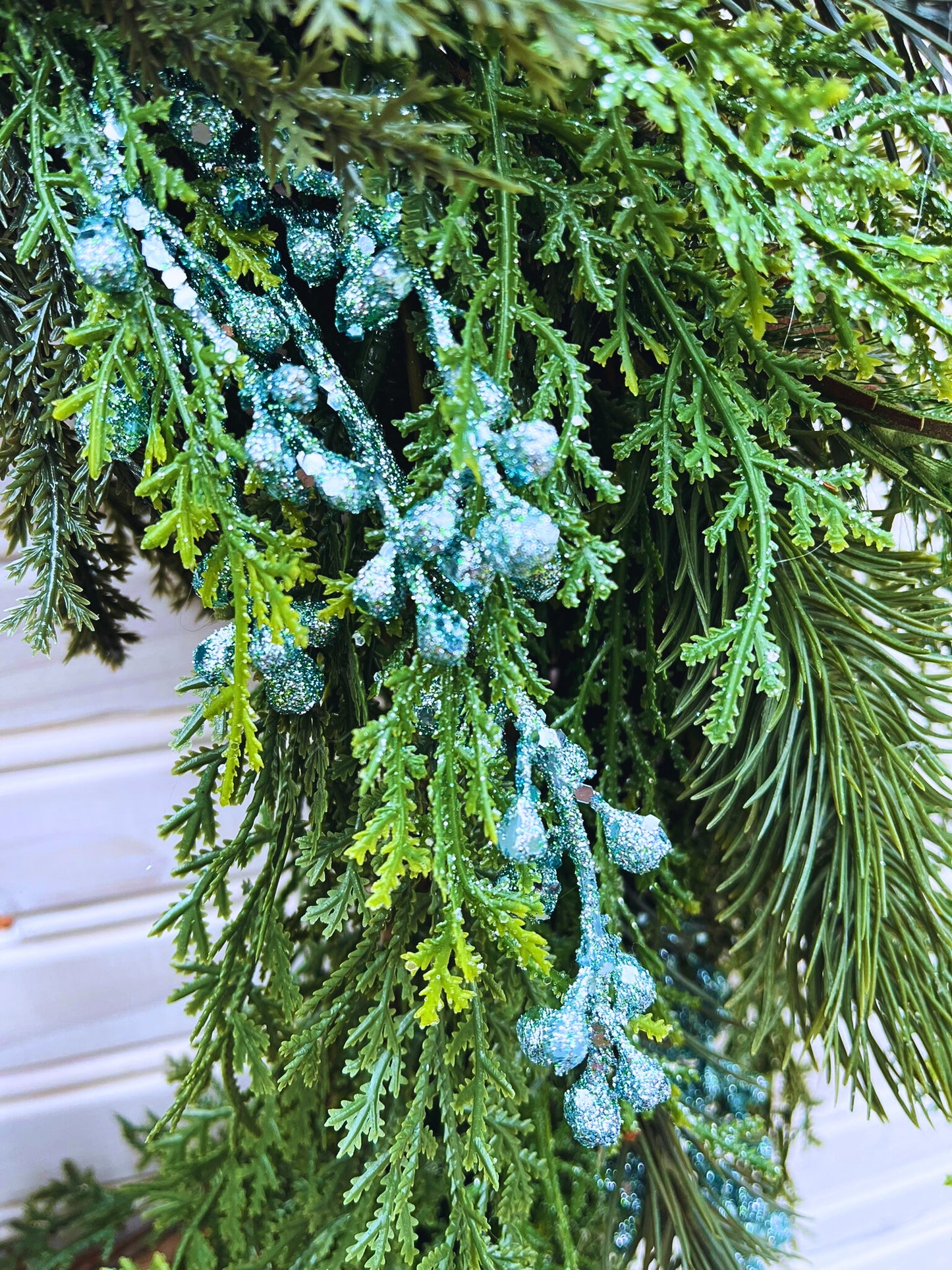 Elegant Evergreen Christmas Wreath with Bell Accent and Winter Ribbon