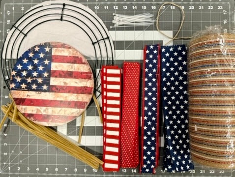DIY Patriotic Wreath Kit – Craft Kit with Mesh, Ribbon & Sign