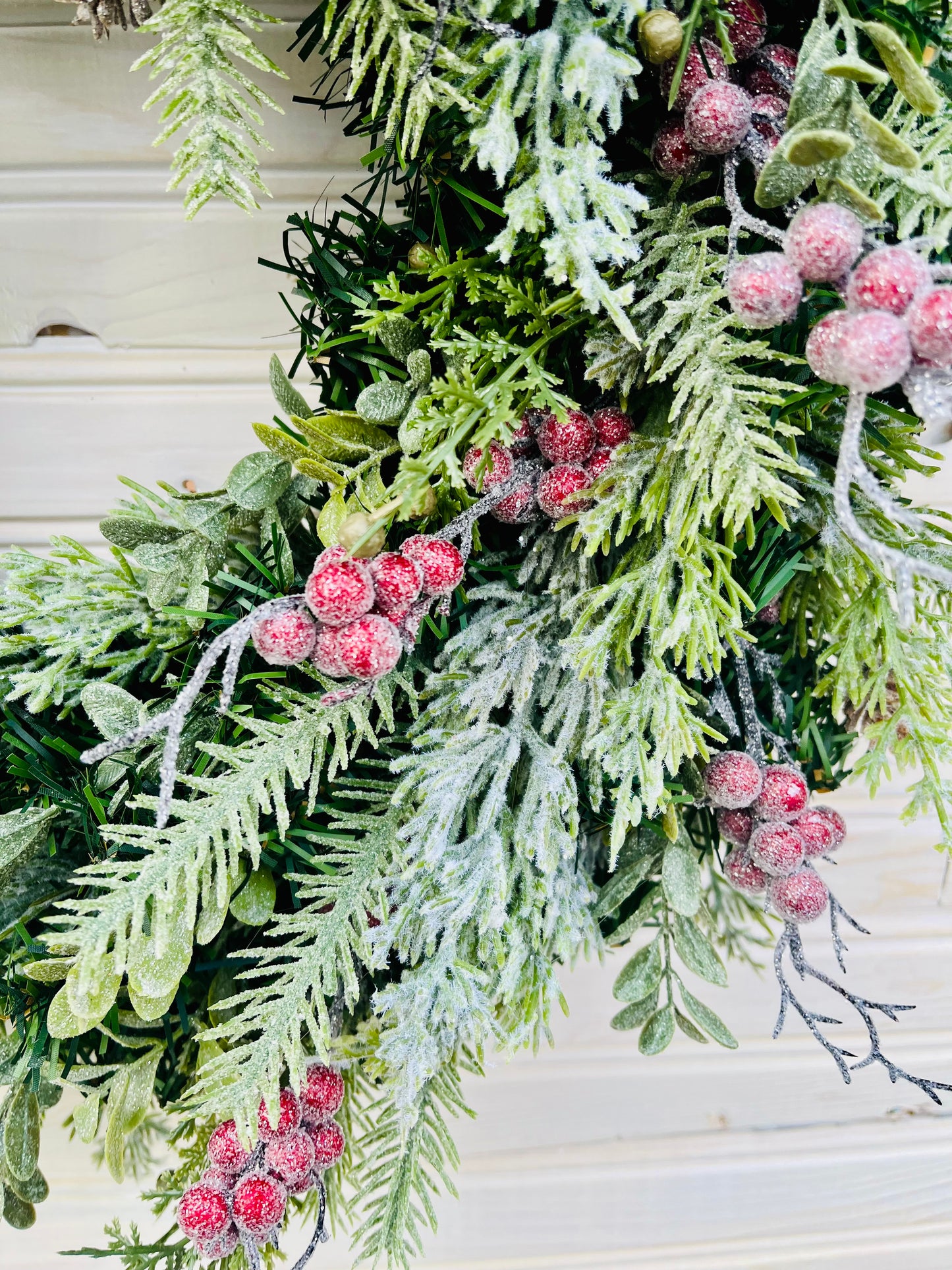 Frosted Winter Berry Christmas Wreath – Rustic Holiday Décor