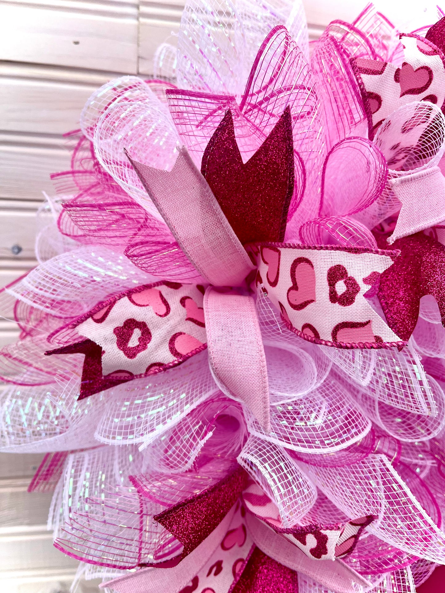 Heart-Shaped Wreath - Pink and Red Deco Mesh with Love-Themed Ribbons