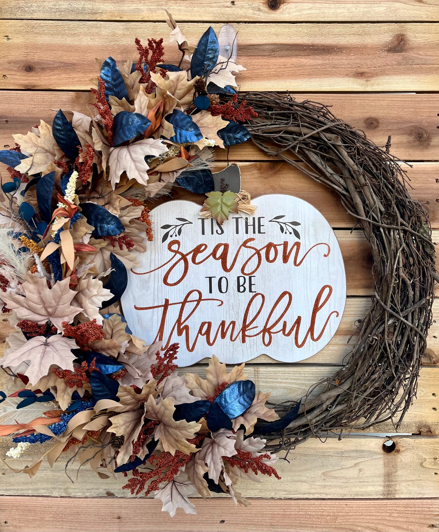 "Season to Be Thankful" Fall Grapevine Wreath