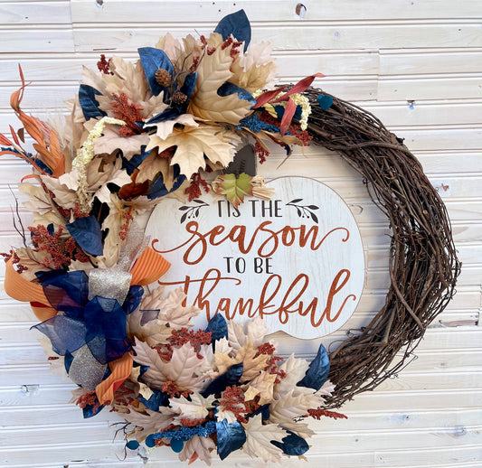 "Season to Be Thankful" Fall Grapevine Wreath