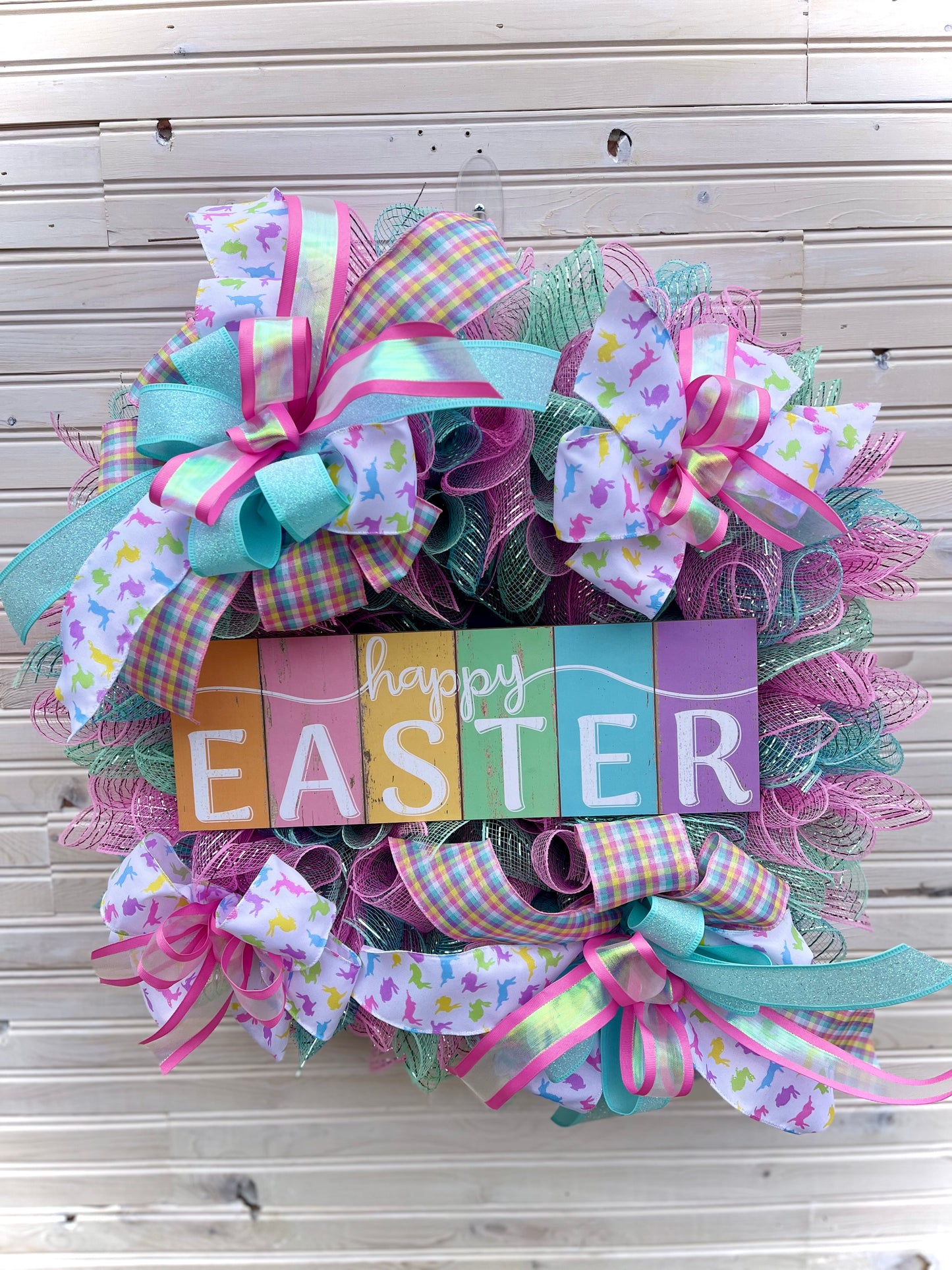 Happy Easter Deco Mesh Wreath