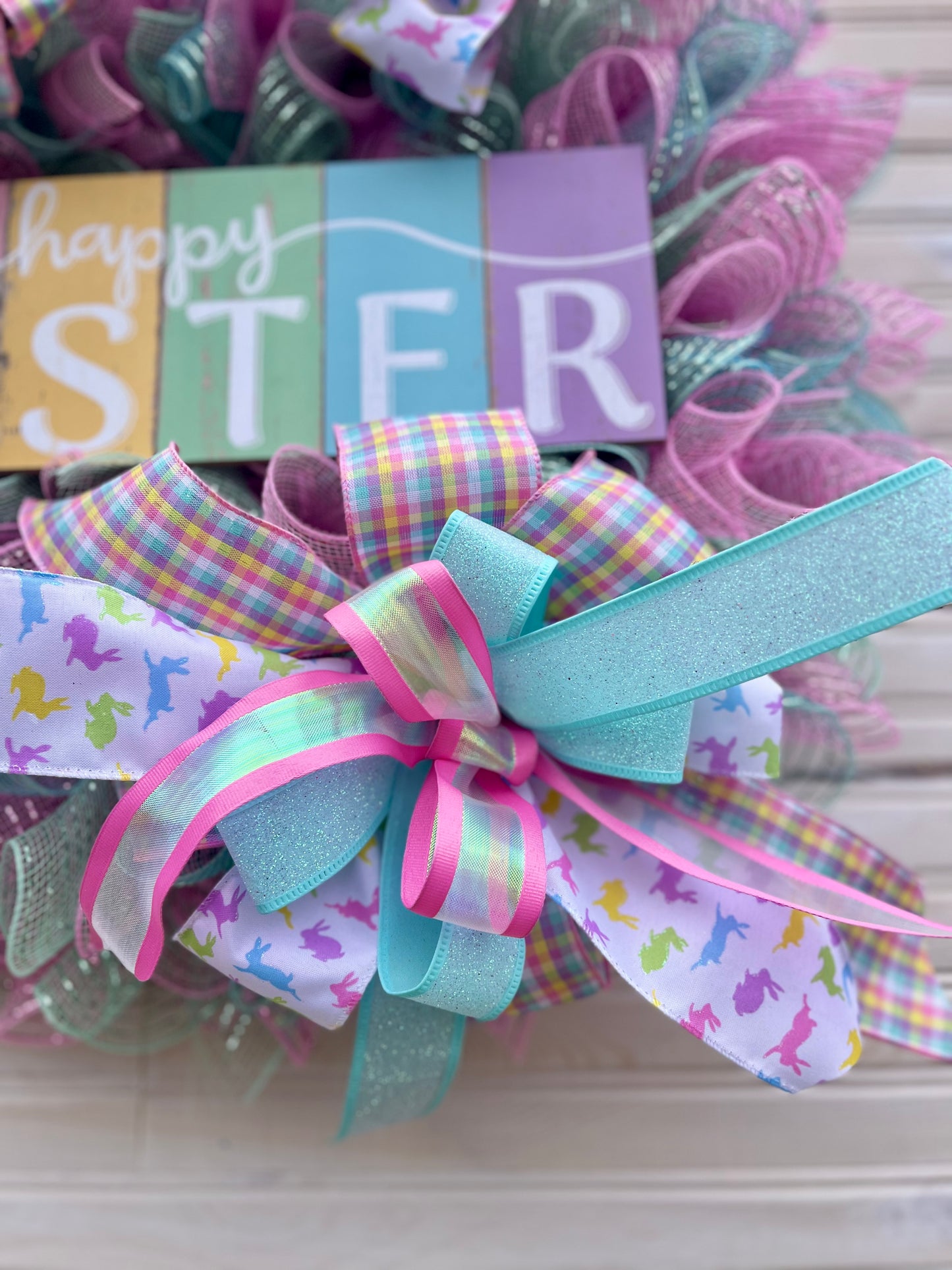 Happy Easter Deco Mesh Wreath