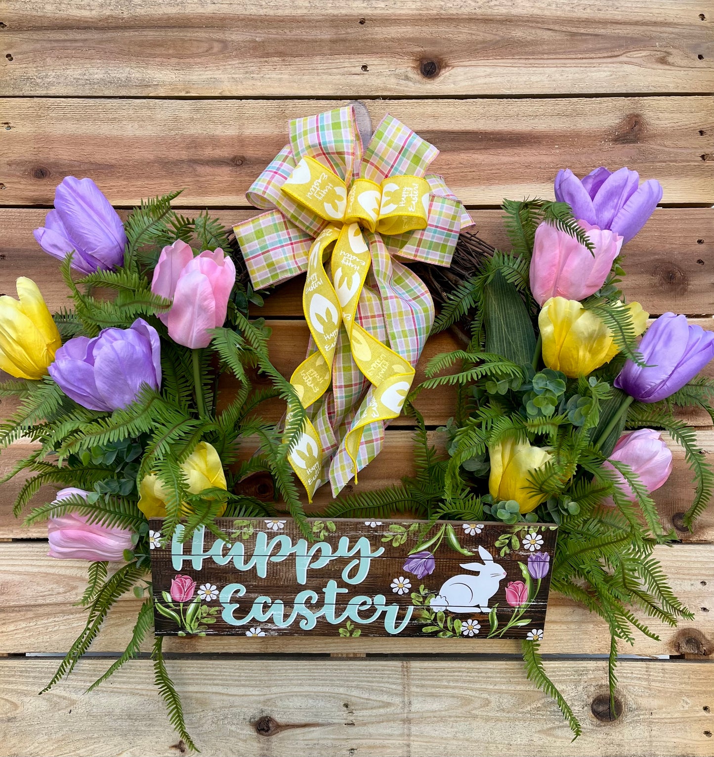 Happy Easter Tulip Wreath