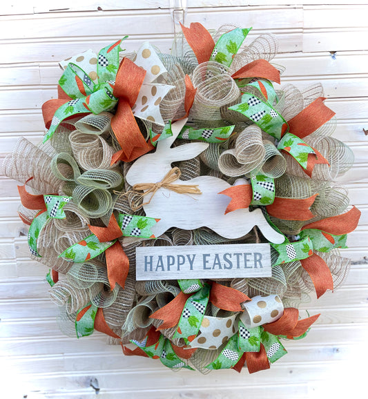 Easter Bunny Deco Mesh Wreath