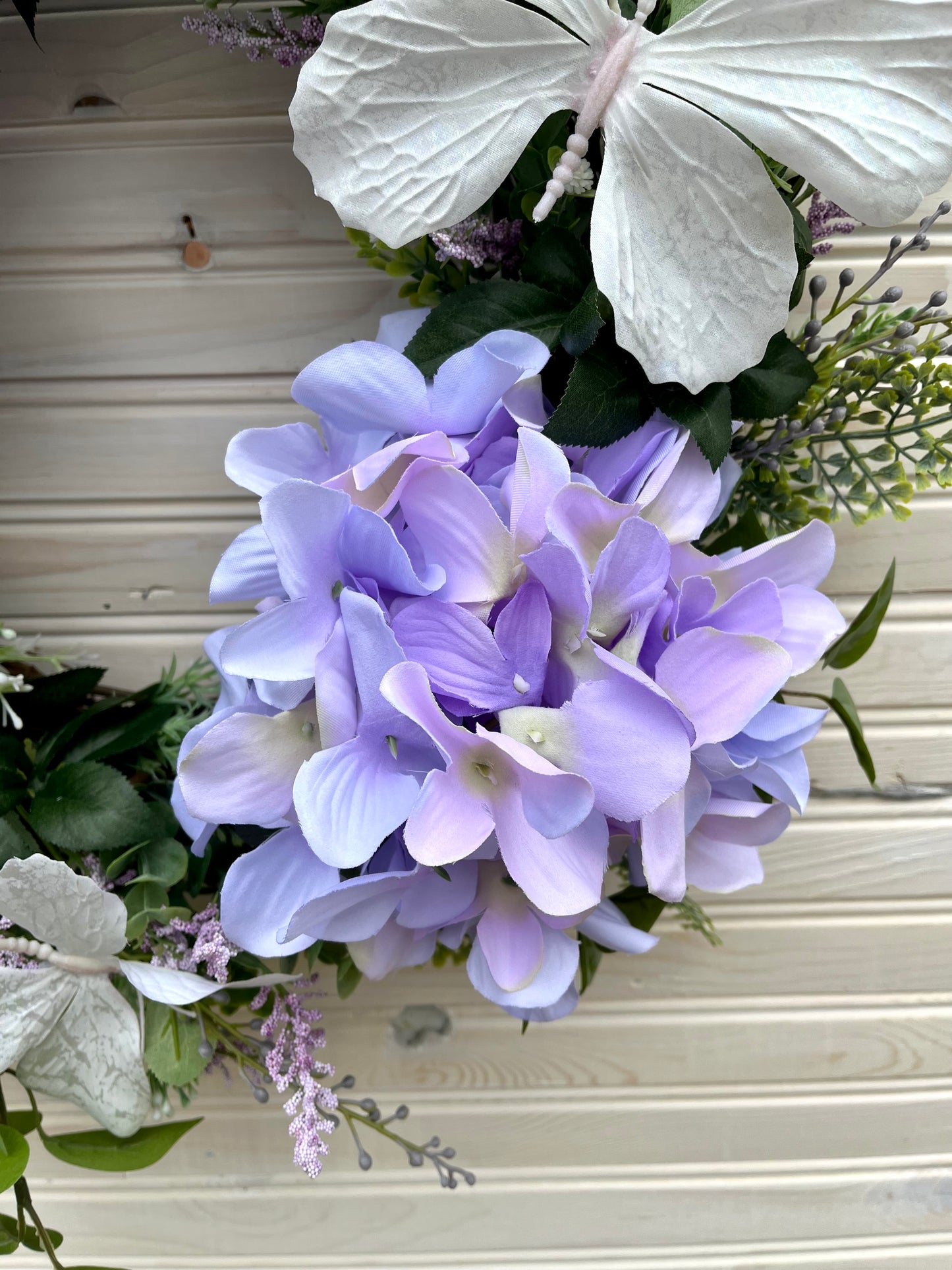 Lavender Hydrangea Butterfly Wreath – Elegant Spring & Summer Door Decor