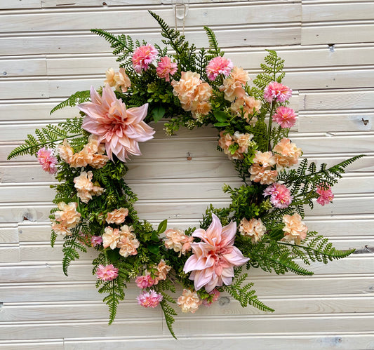Blush Pink Floral Wreath – Handmade Spring & Summer Front Door Decor