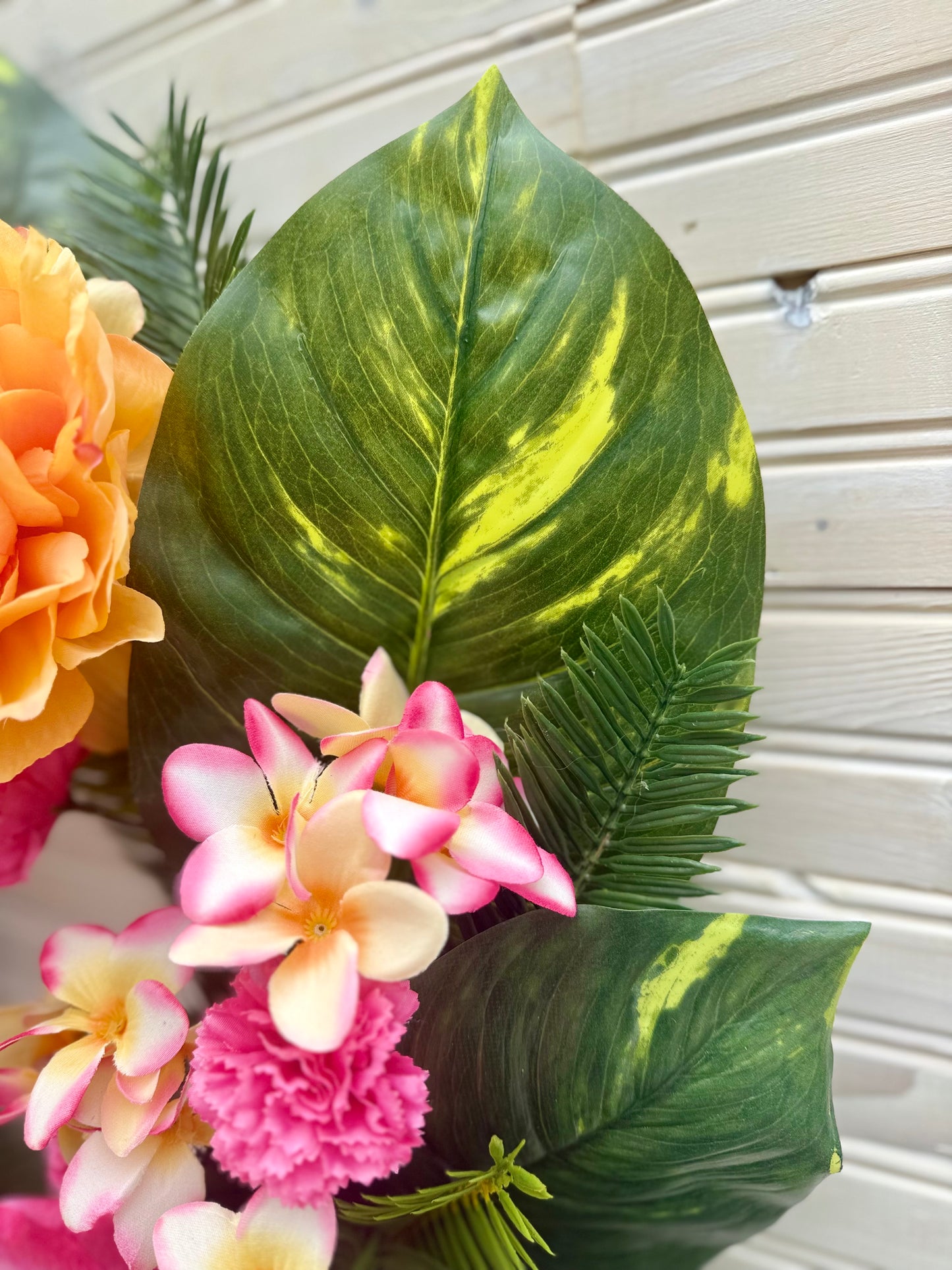 🌺 Tropical Paradise Wreath with Peonies, Tea Roses & Plumeria