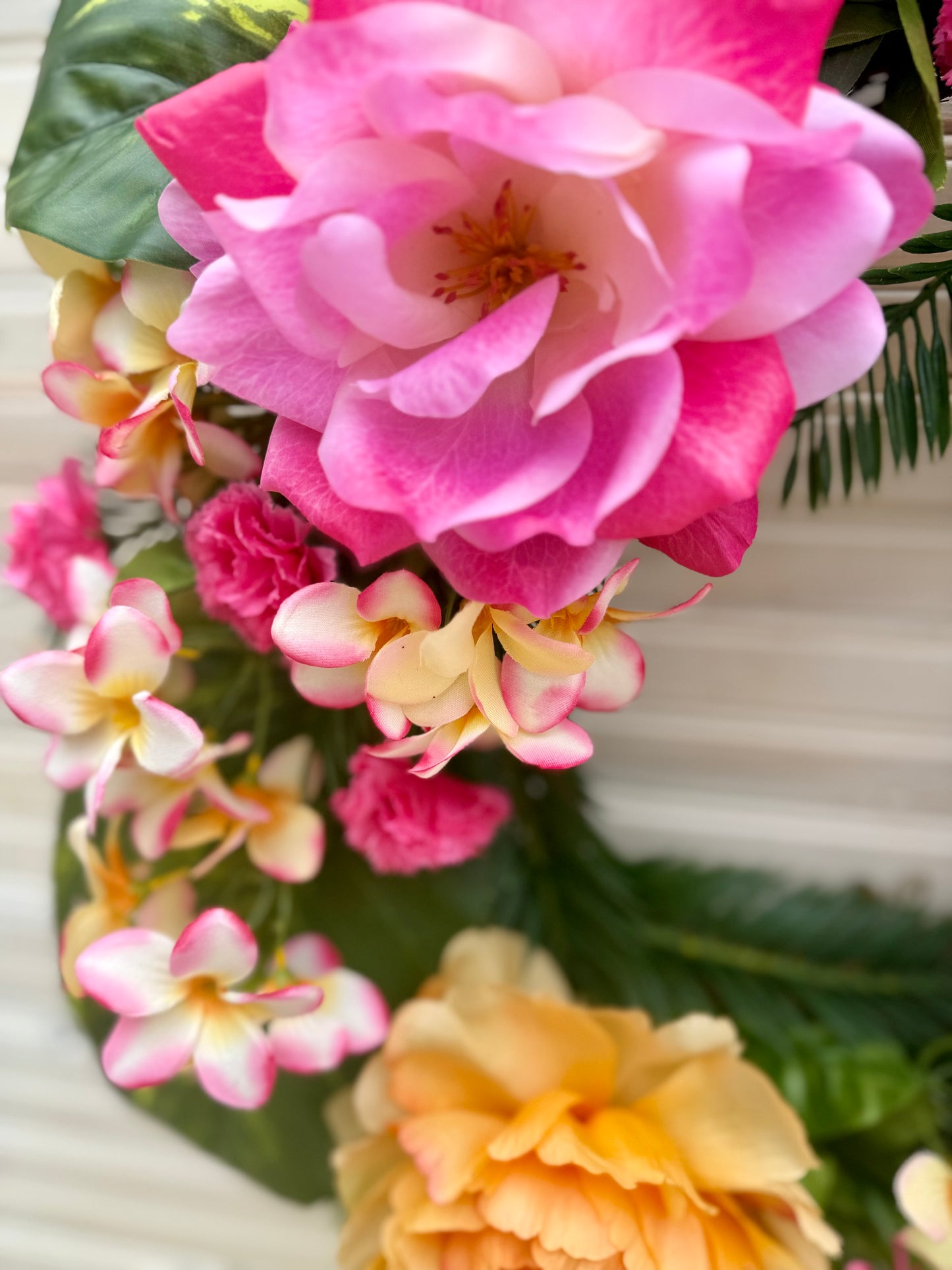 🌺 Tropical Paradise Wreath with Peonies, Tea Roses & Plumeria
