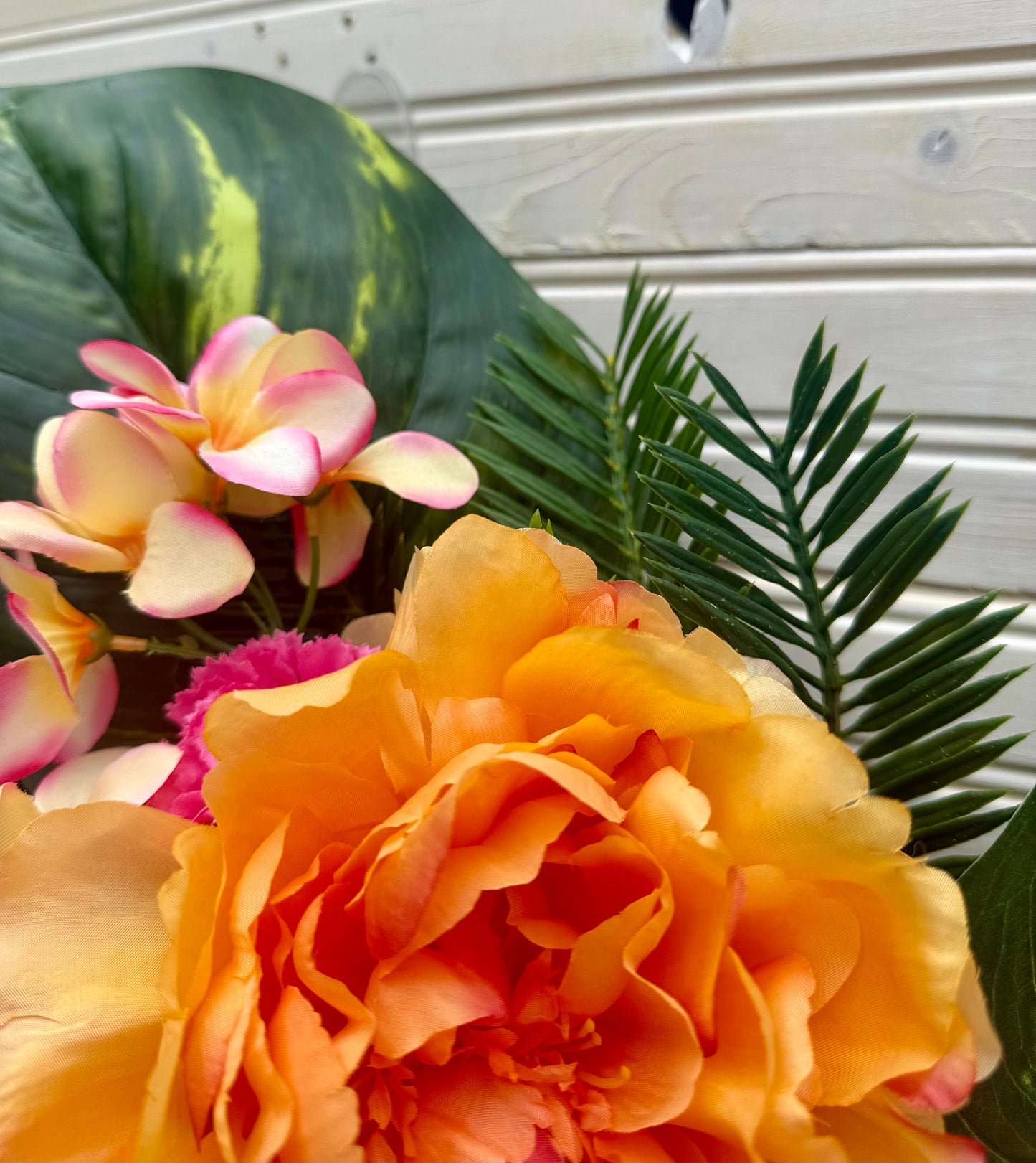 🌺 Tropical Paradise Wreath with Peonies, Tea Roses & Plumeria