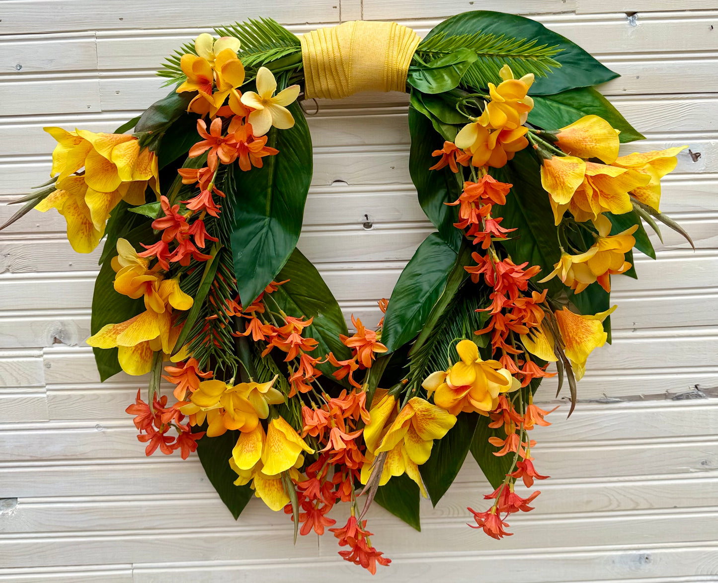 Tropical Wildflower Cascadian Wreath – Orange & Yellow