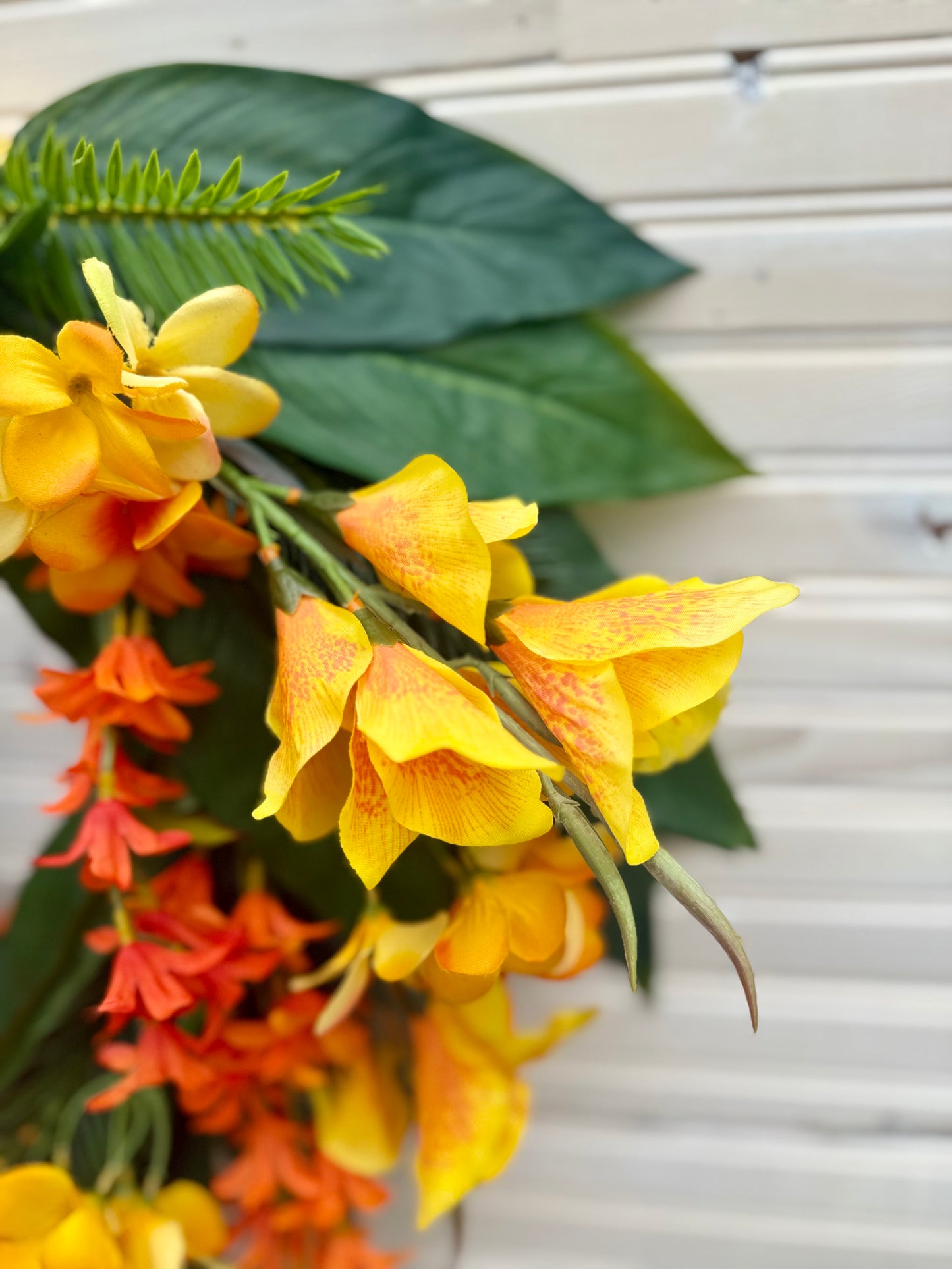 Tropical Wildflower Cascadian Wreath – Orange & Yellow