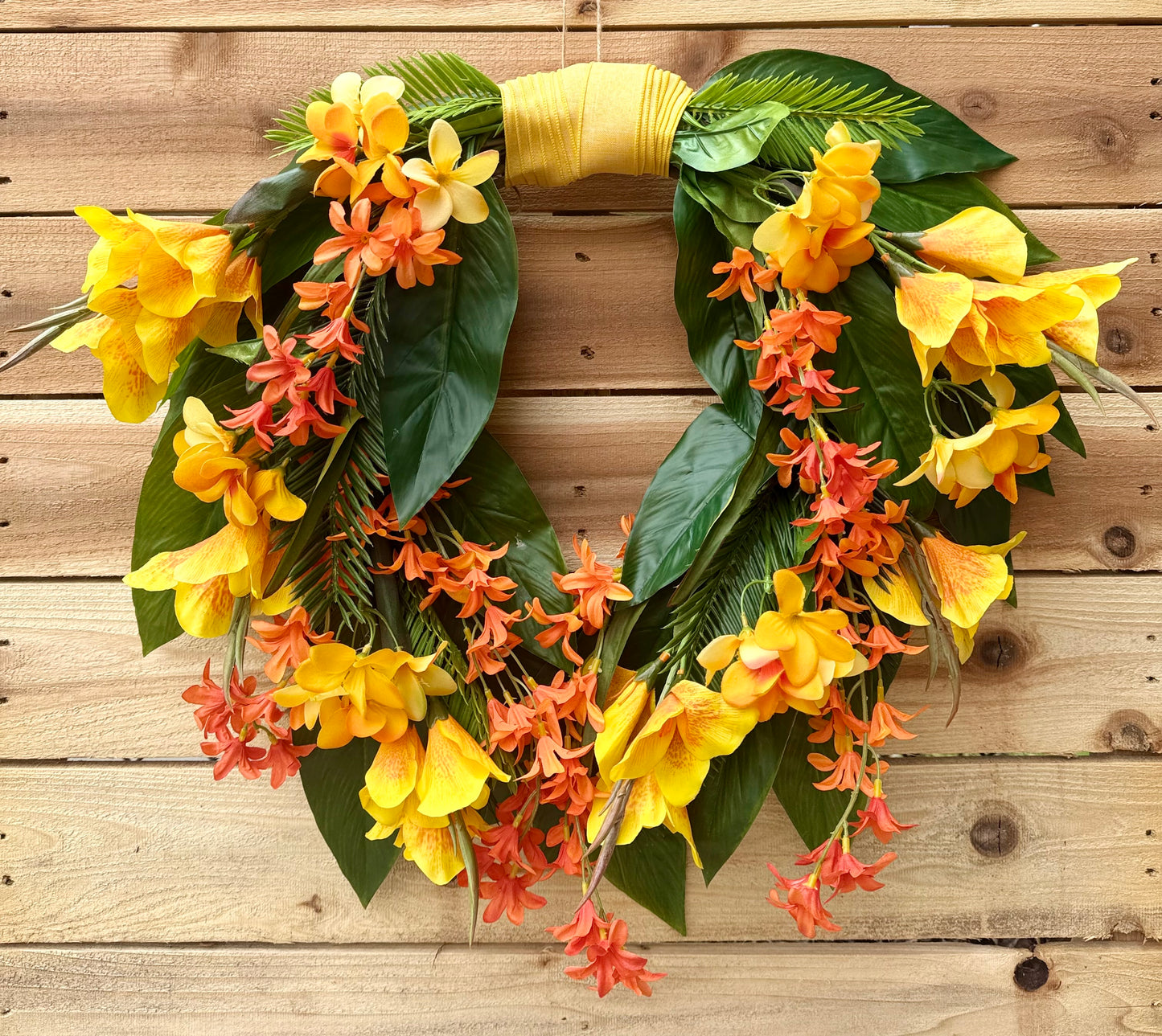 Tropical Wildflower Cascadian Wreath – Orange & Yellow