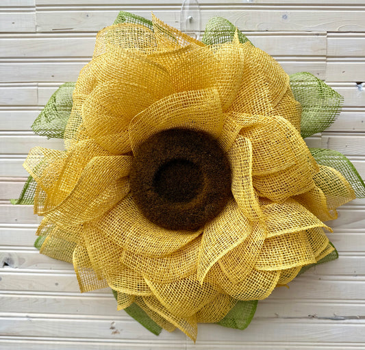 Sunflower Deco Mesh Wreath | All Season Burlap Wreath | Summer & Fall Door Decor