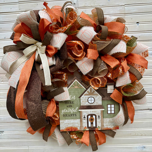 Farmhouse Fall Wreath – Warm Rustic Autumn Decor