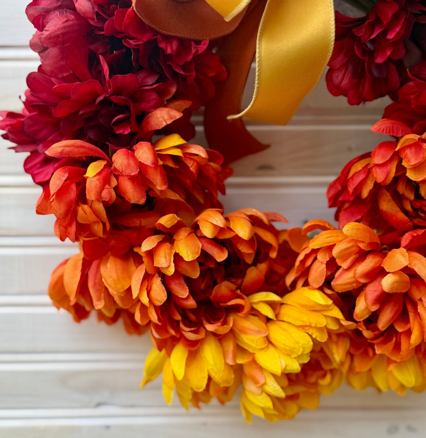 Small Ombre Fall Wreath – Cosmos & Mum Floral Door Decor