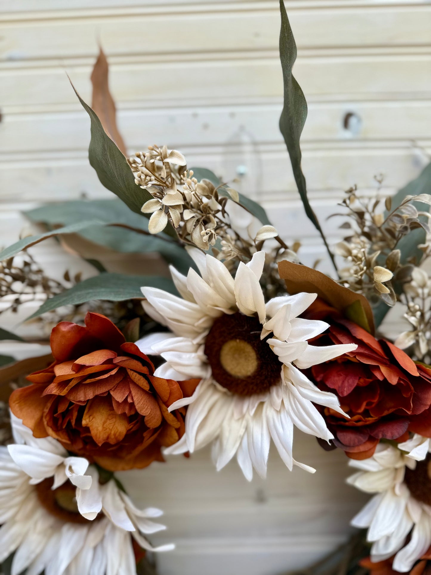 Fall Sunflower & Peony Wreath with Eucalyptus