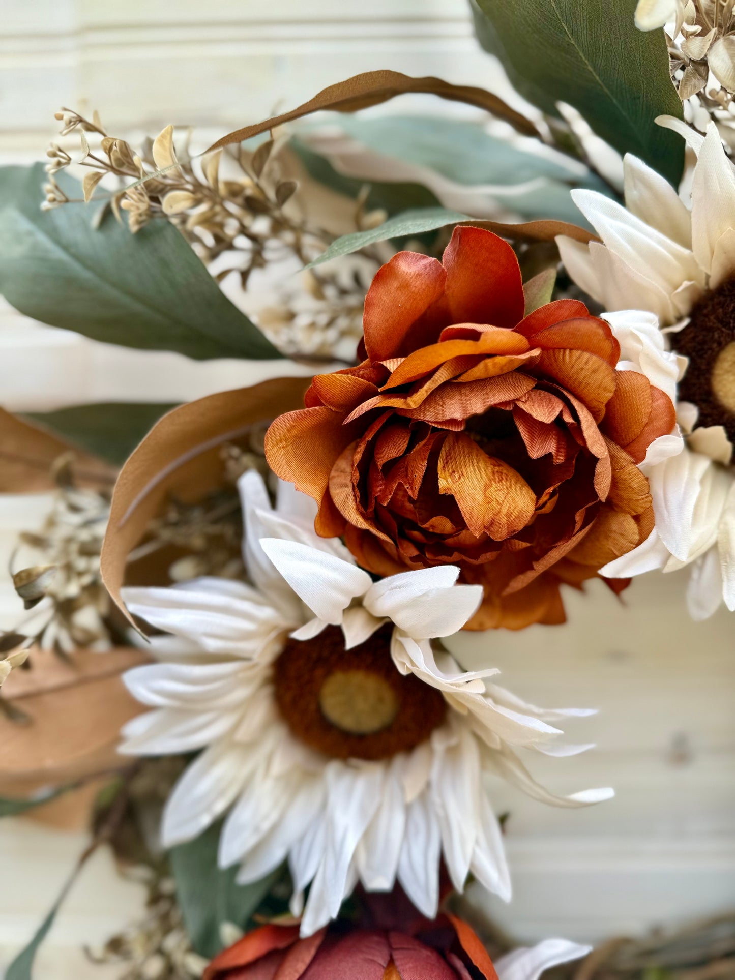 Fall Sunflower & Peony Wreath with Eucalyptus