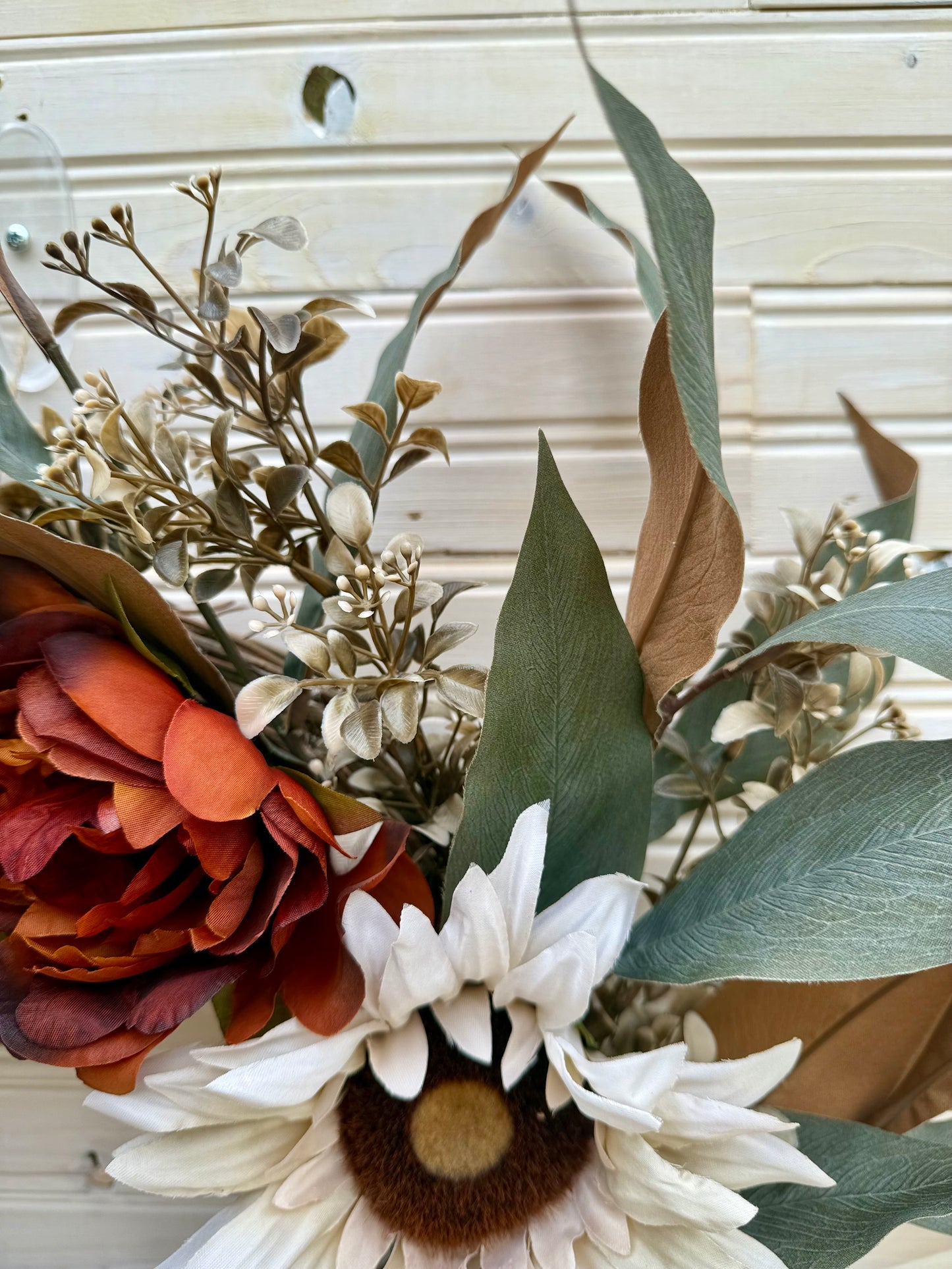 Fall Sunflower & Peony Wreath with Eucalyptus