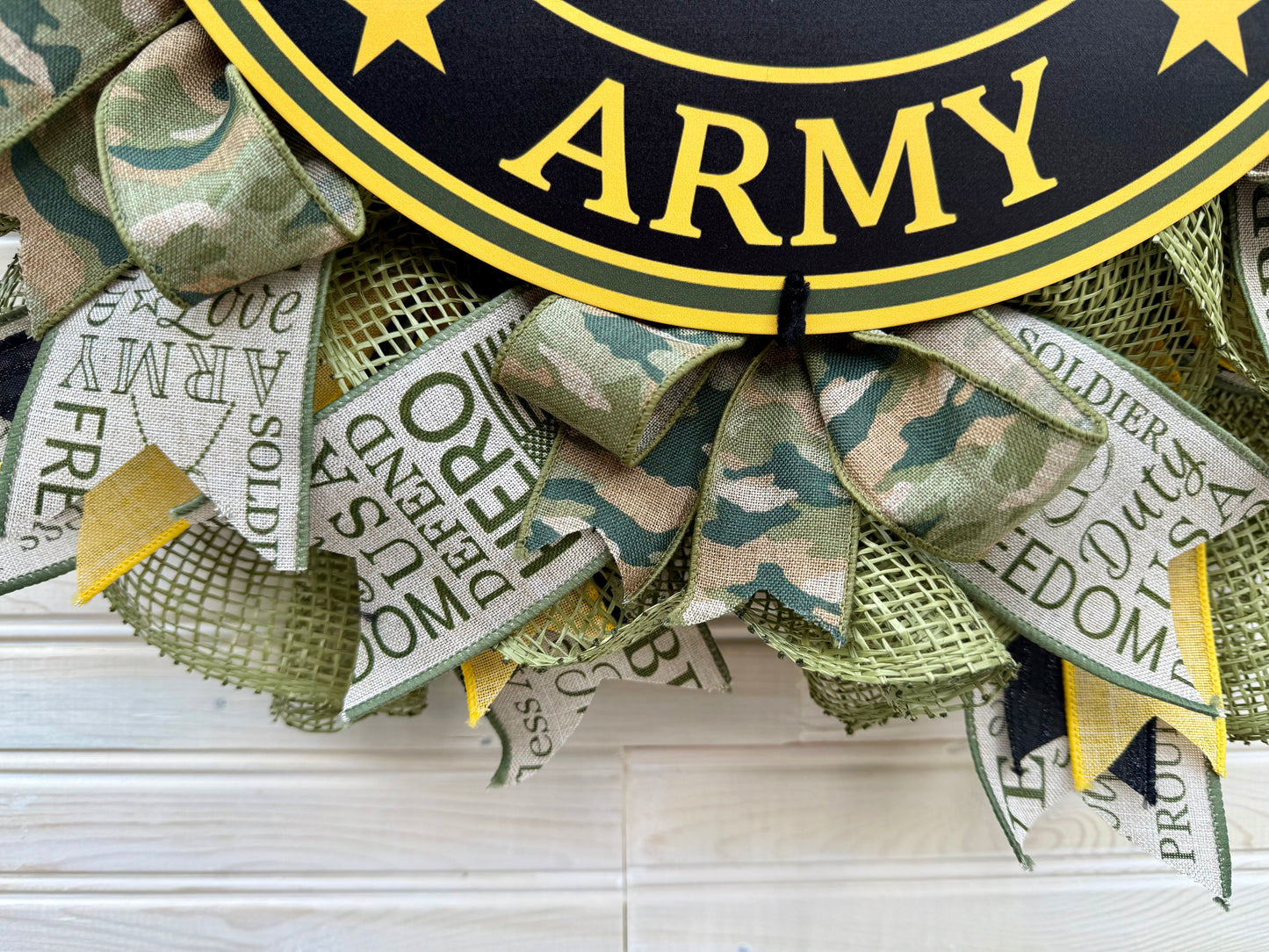 Army Tribute Wreath – Brave and Strong Military Door Décor