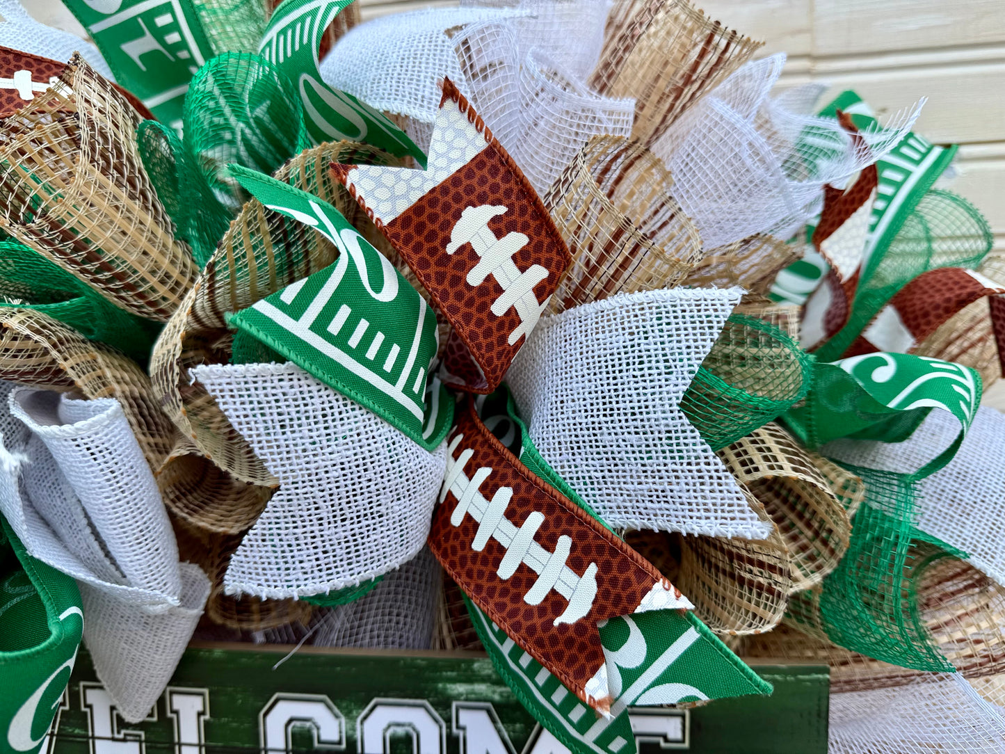Welcome Football Wreath with Wooden Sign
