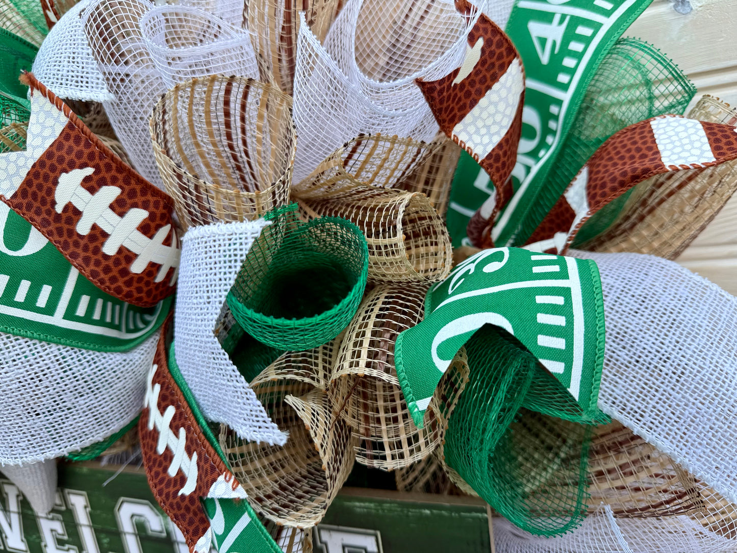 Welcome Football Wreath with Wooden Sign