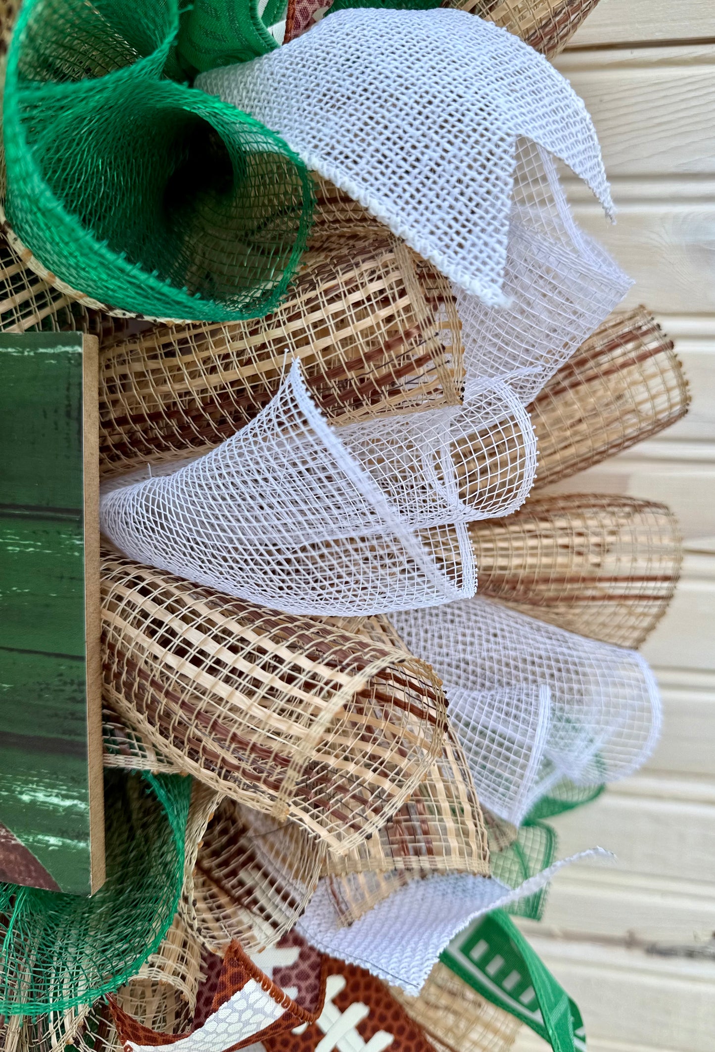 Welcome Football Wreath with Wooden Sign