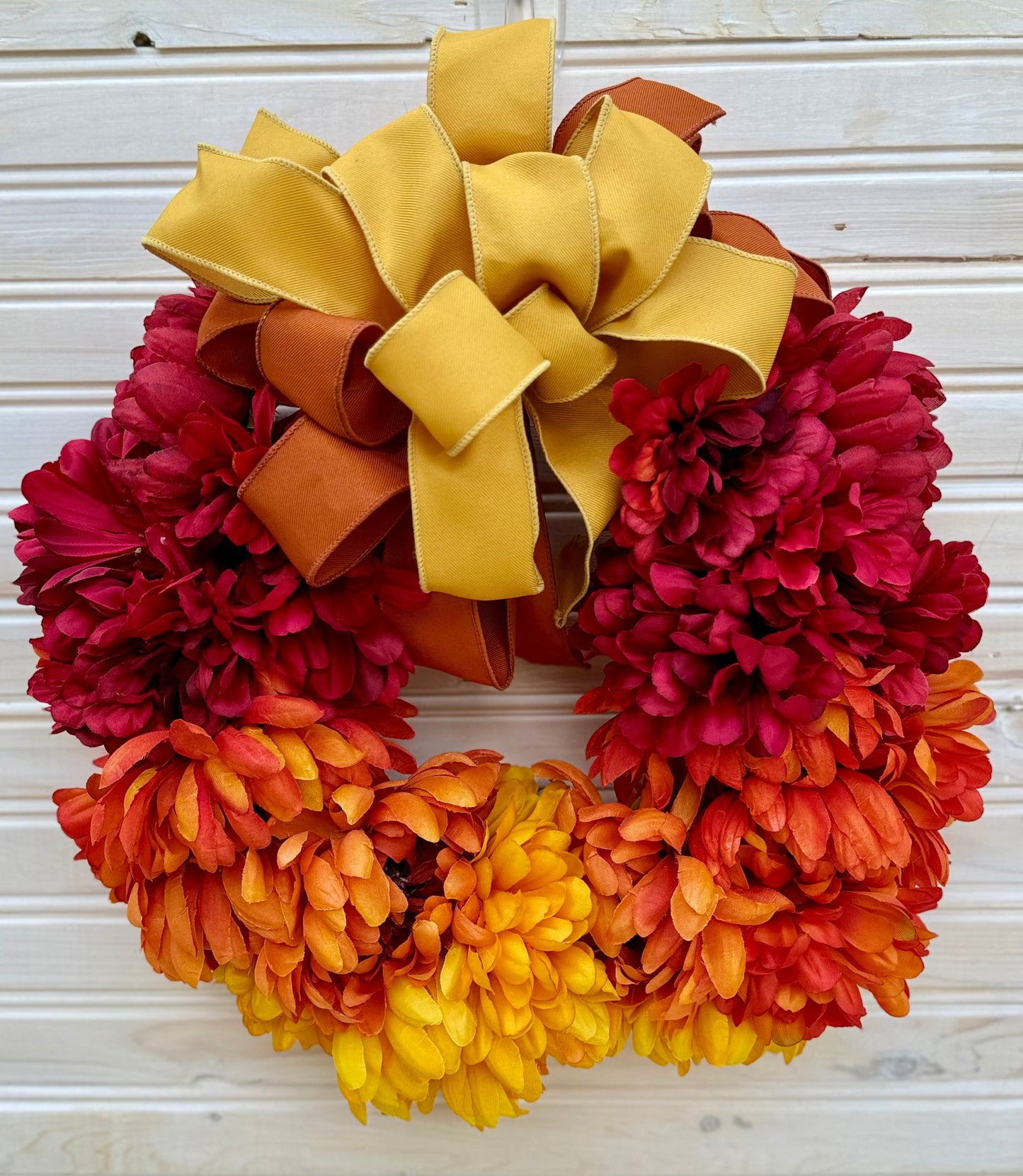 Small Ombre Fall Wreath – Cosmos & Mum Floral Door Decor