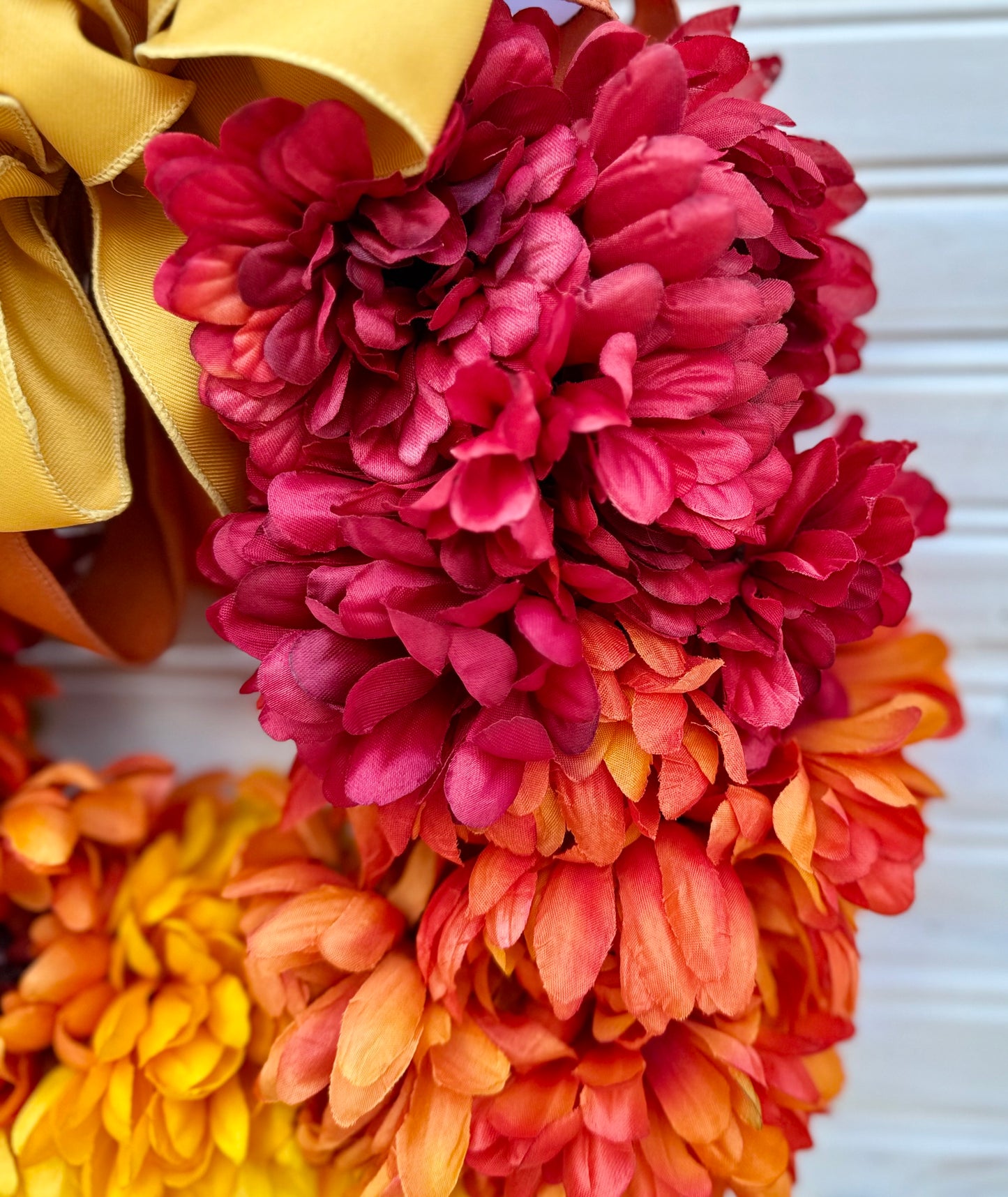 Small Ombre Fall Wreath – Cosmos & Mum Floral Door Decor