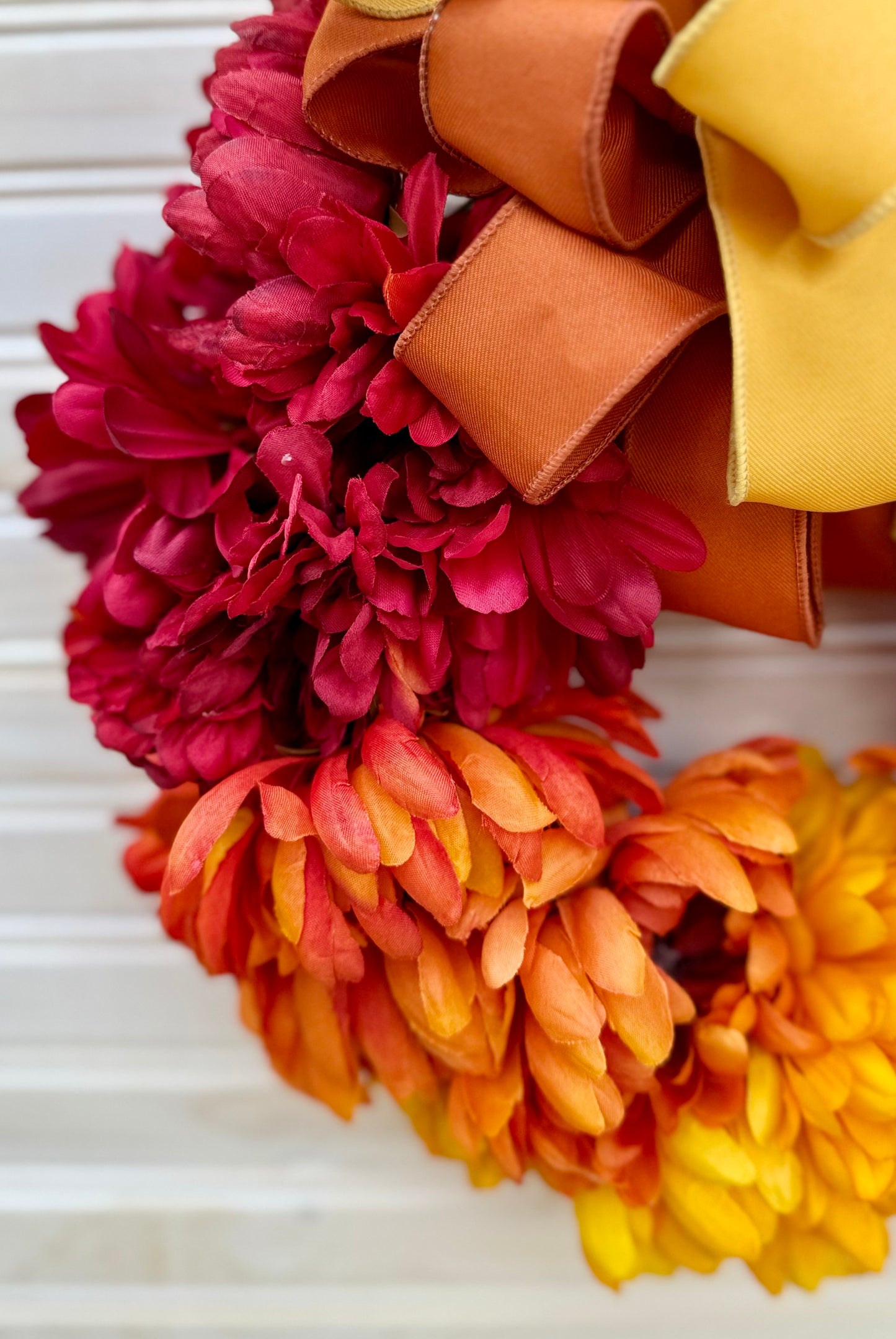 Small Ombre Fall Wreath – Cosmos & Mum Floral Door Decor