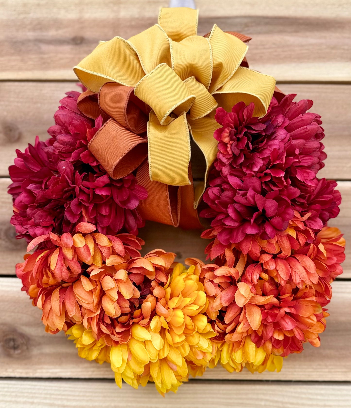 Small Ombre Fall Wreath – Cosmos & Mum Floral Door Decor