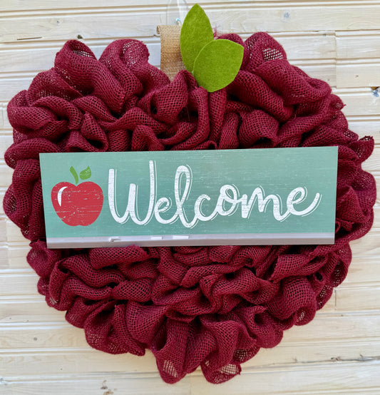 Rustic Apple Burlap Wreath