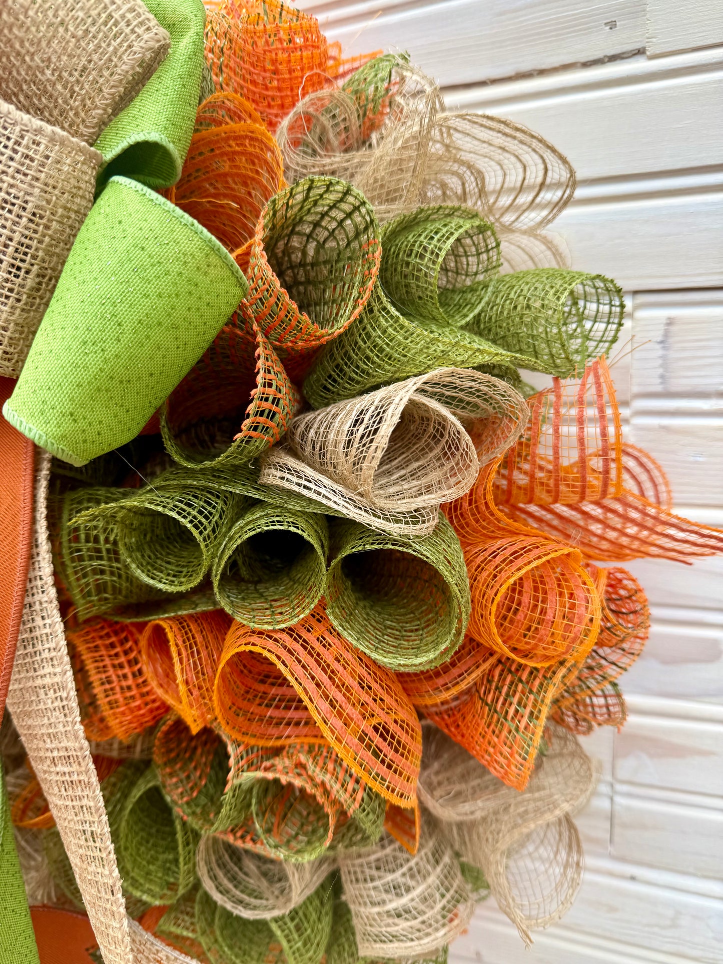 Rustic Fall Burlap Wreath with XL Ribbon Bow