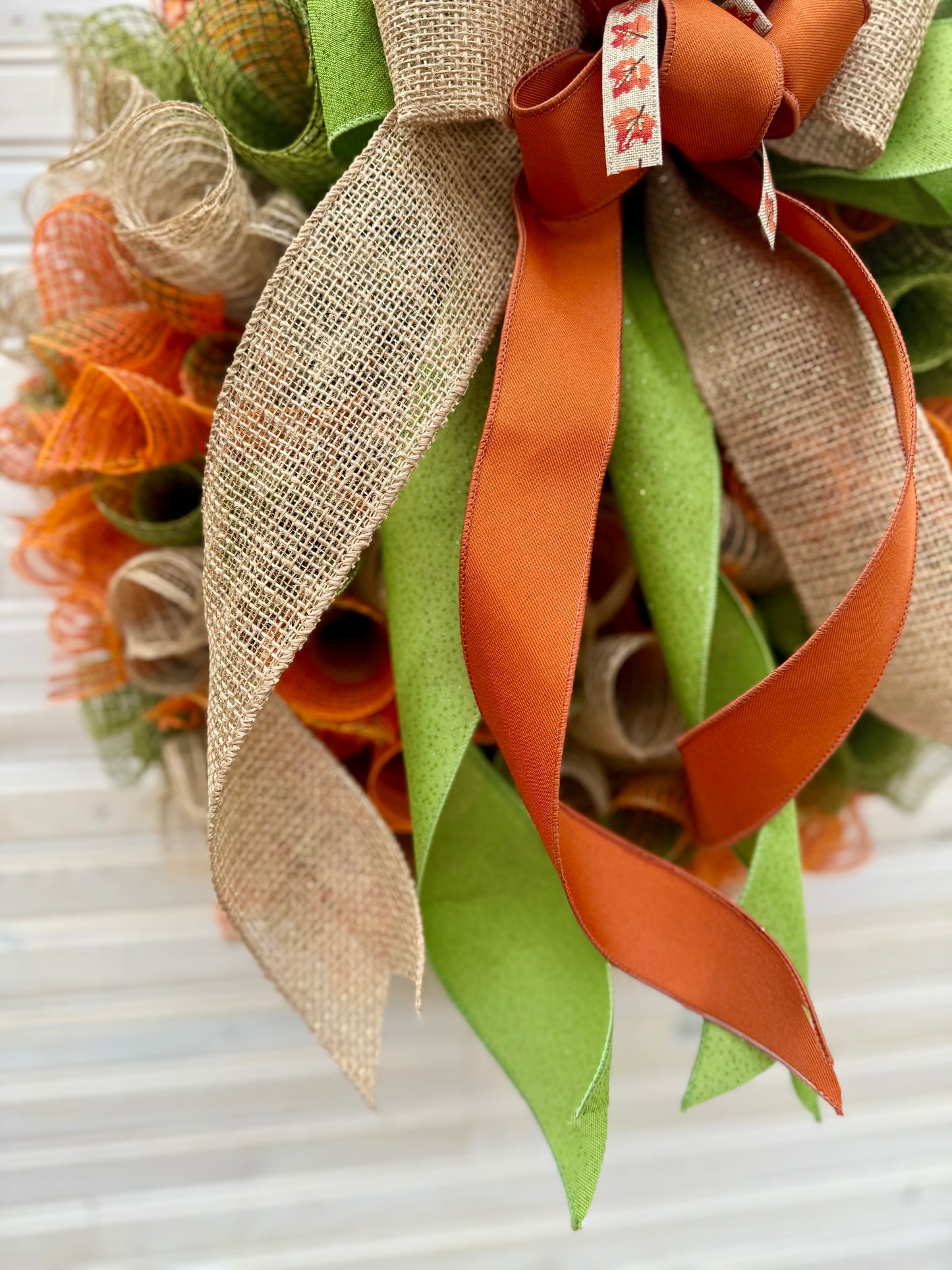 Rustic Fall Burlap Wreath with XL Ribbon Bow
