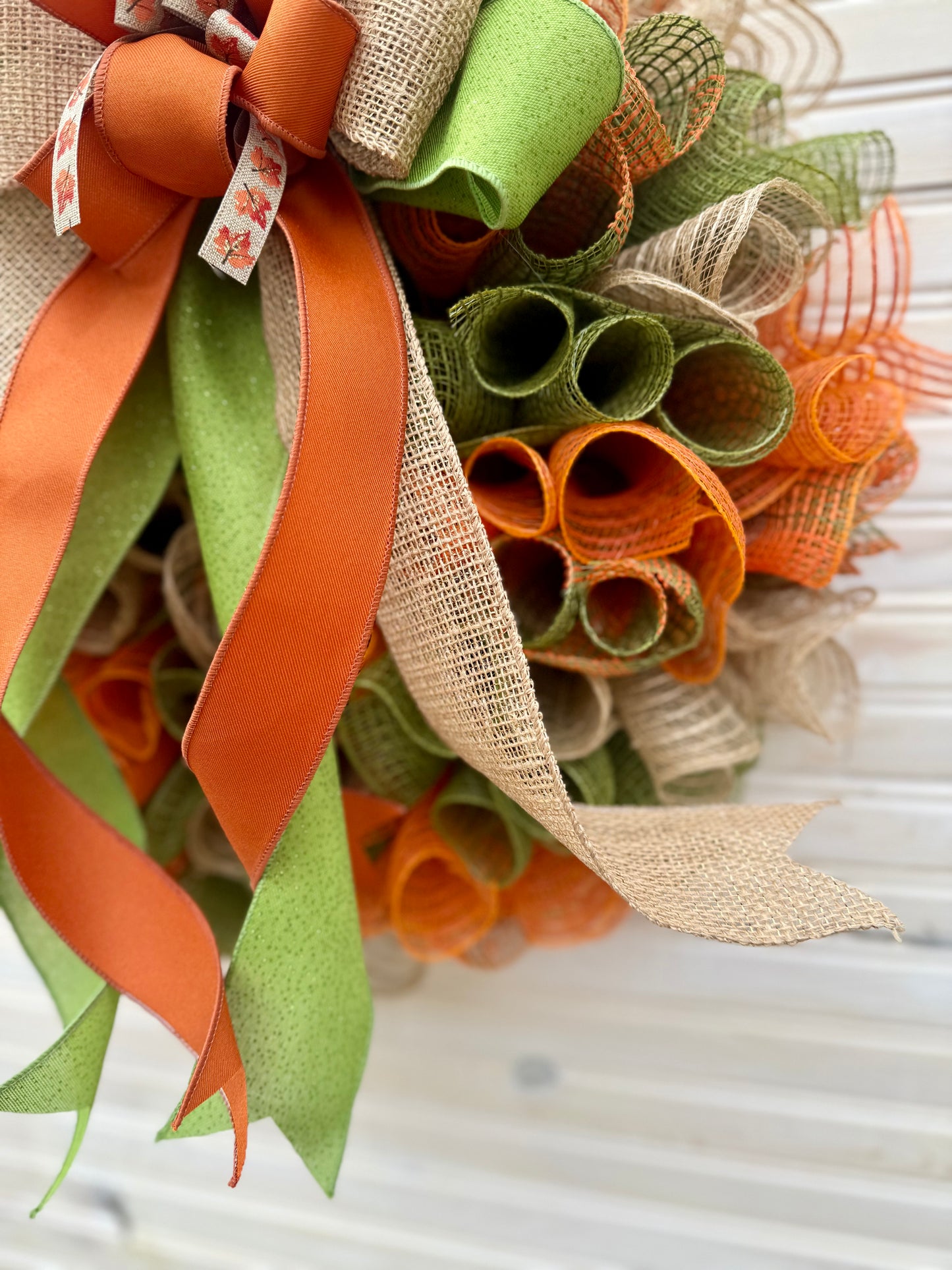 Rustic Fall Burlap Wreath with XL Ribbon Bow