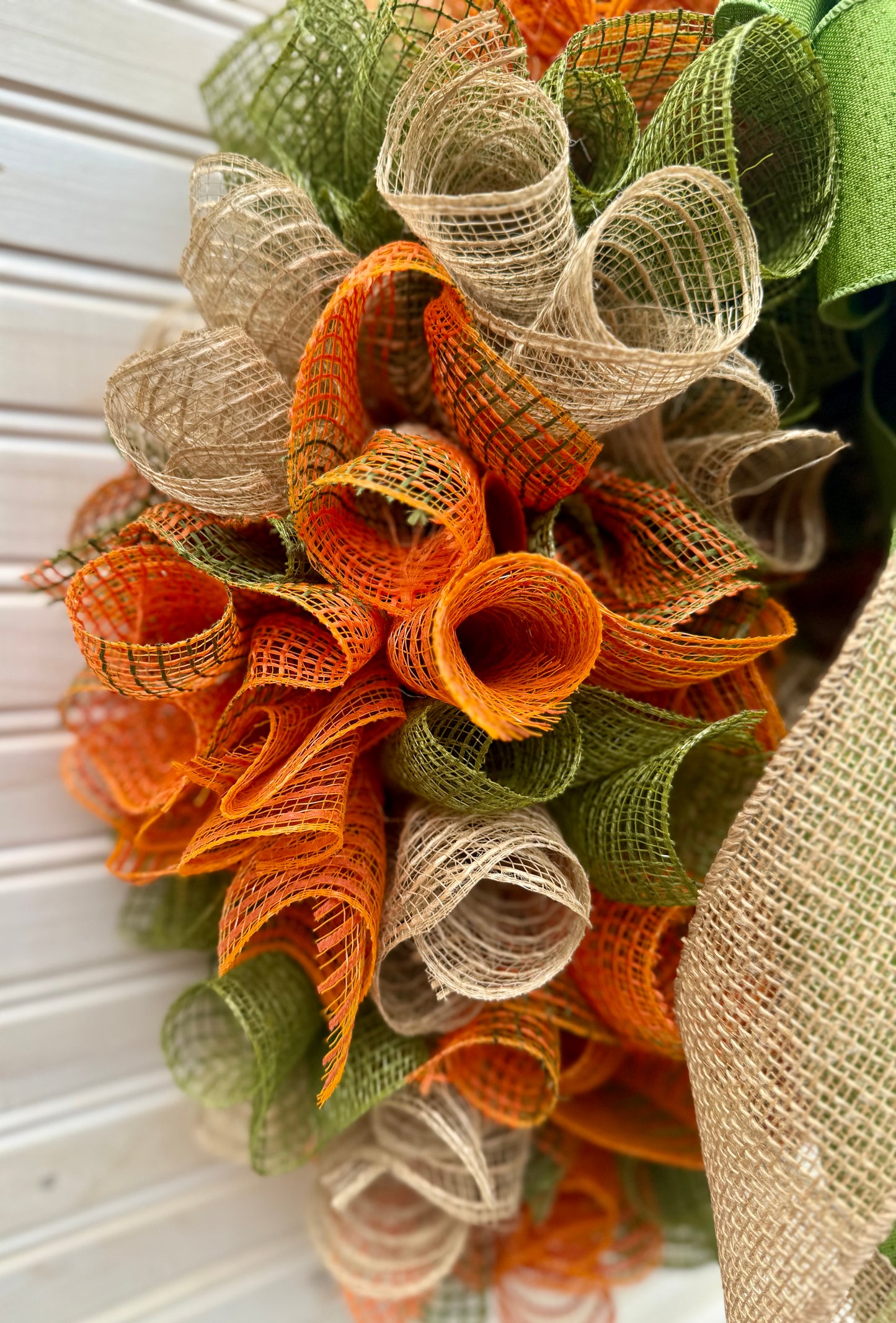 Rustic Fall Burlap Wreath with XL Ribbon Bow